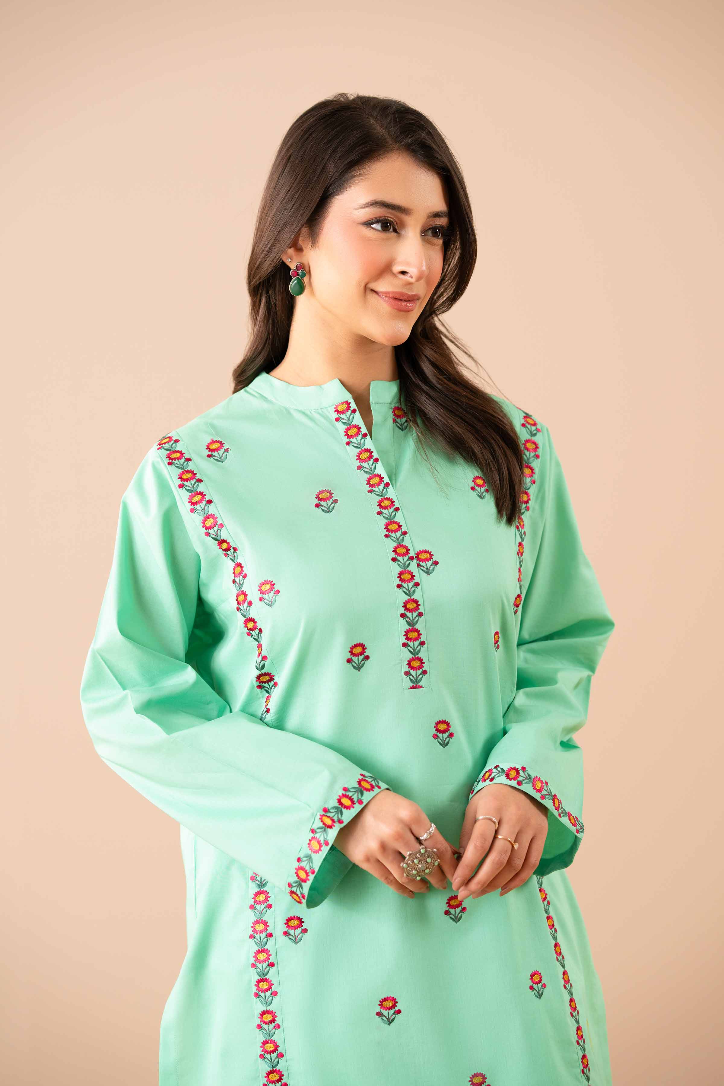 NishatUK - Green Embroidered Cambric 2-piece ready to wear Dress