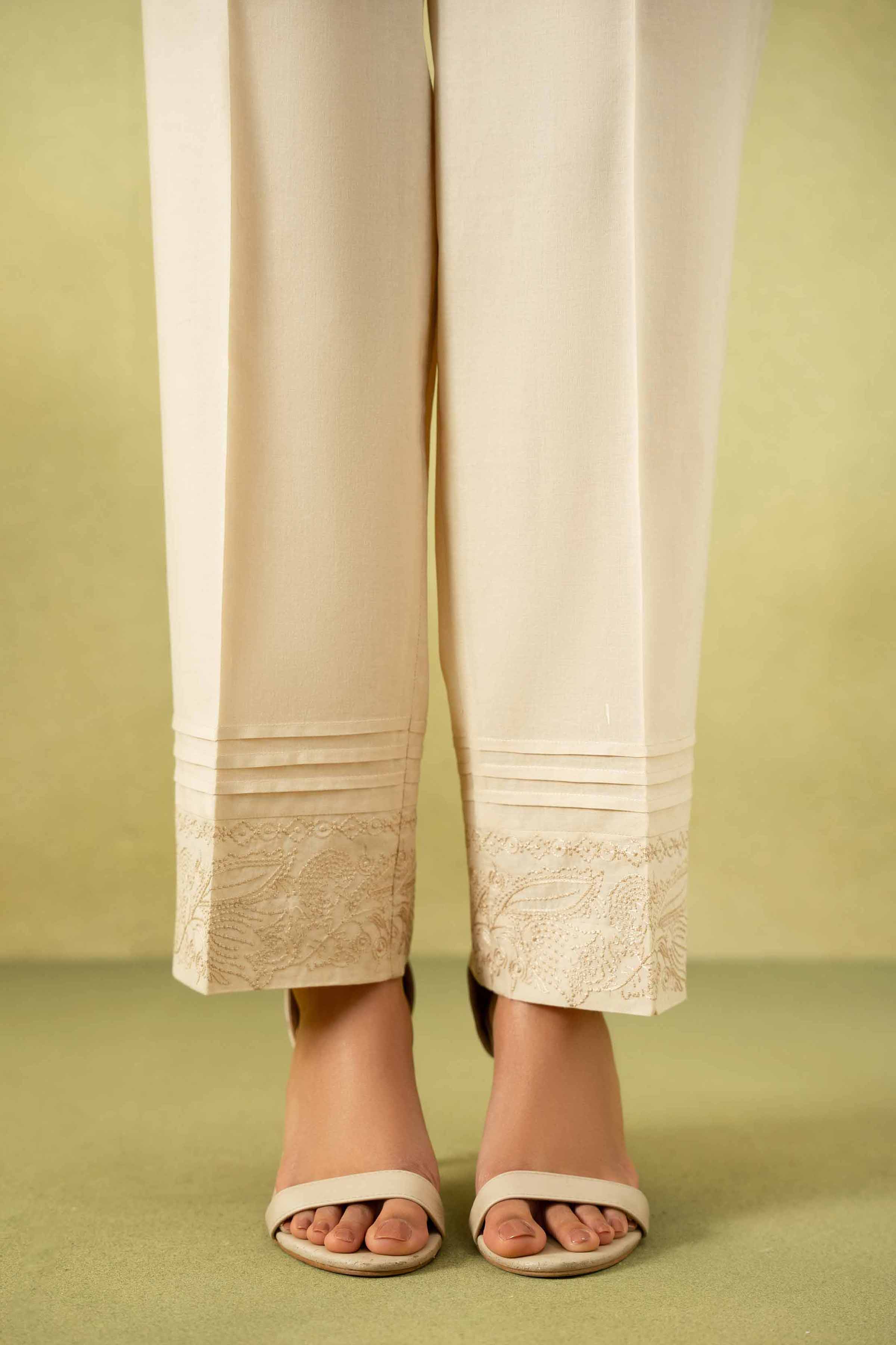NishatUK - Beige Embroidered Cambric 1-piece ready to wear Trouser