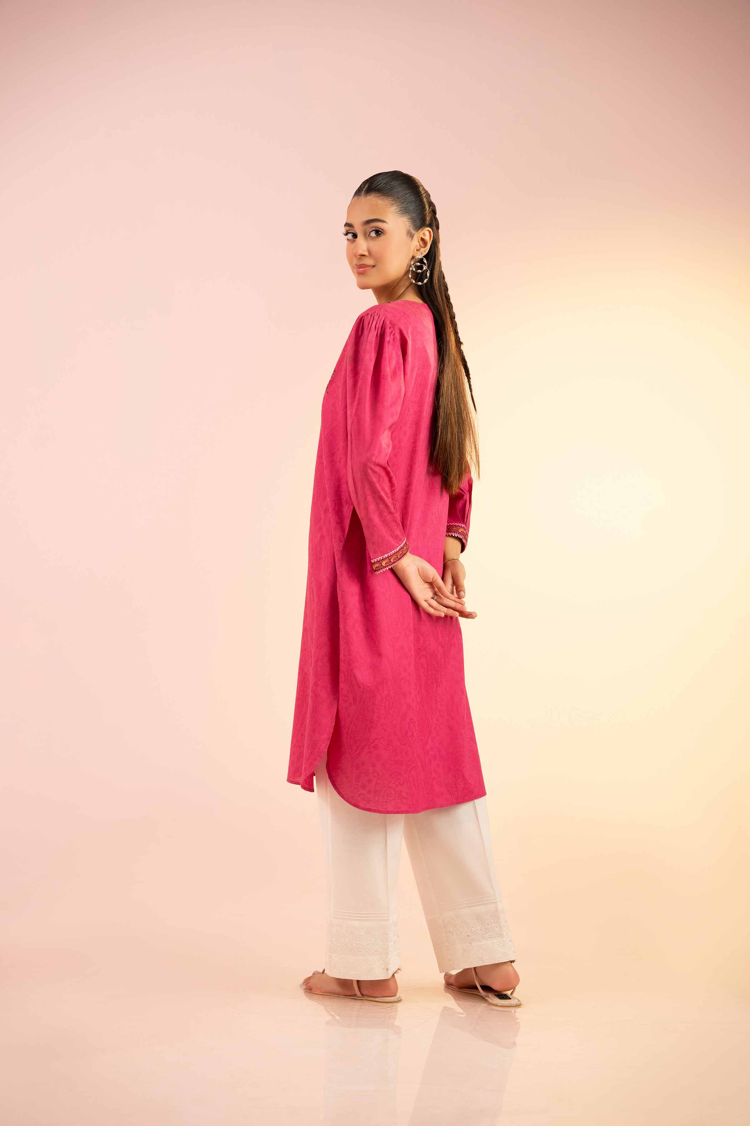 NishatUK - Pink Embroidered Jacquard 1-piece ready to wear Shirt