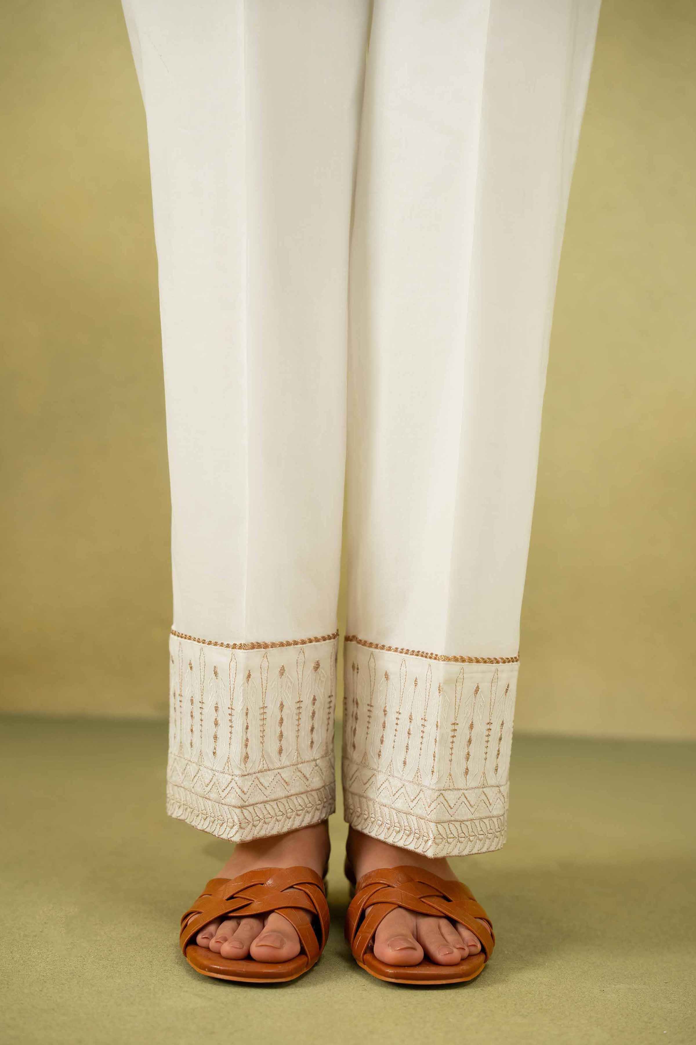 NishatUK - Off White Embroidered Cambric 1-piece ready to wear Trouser