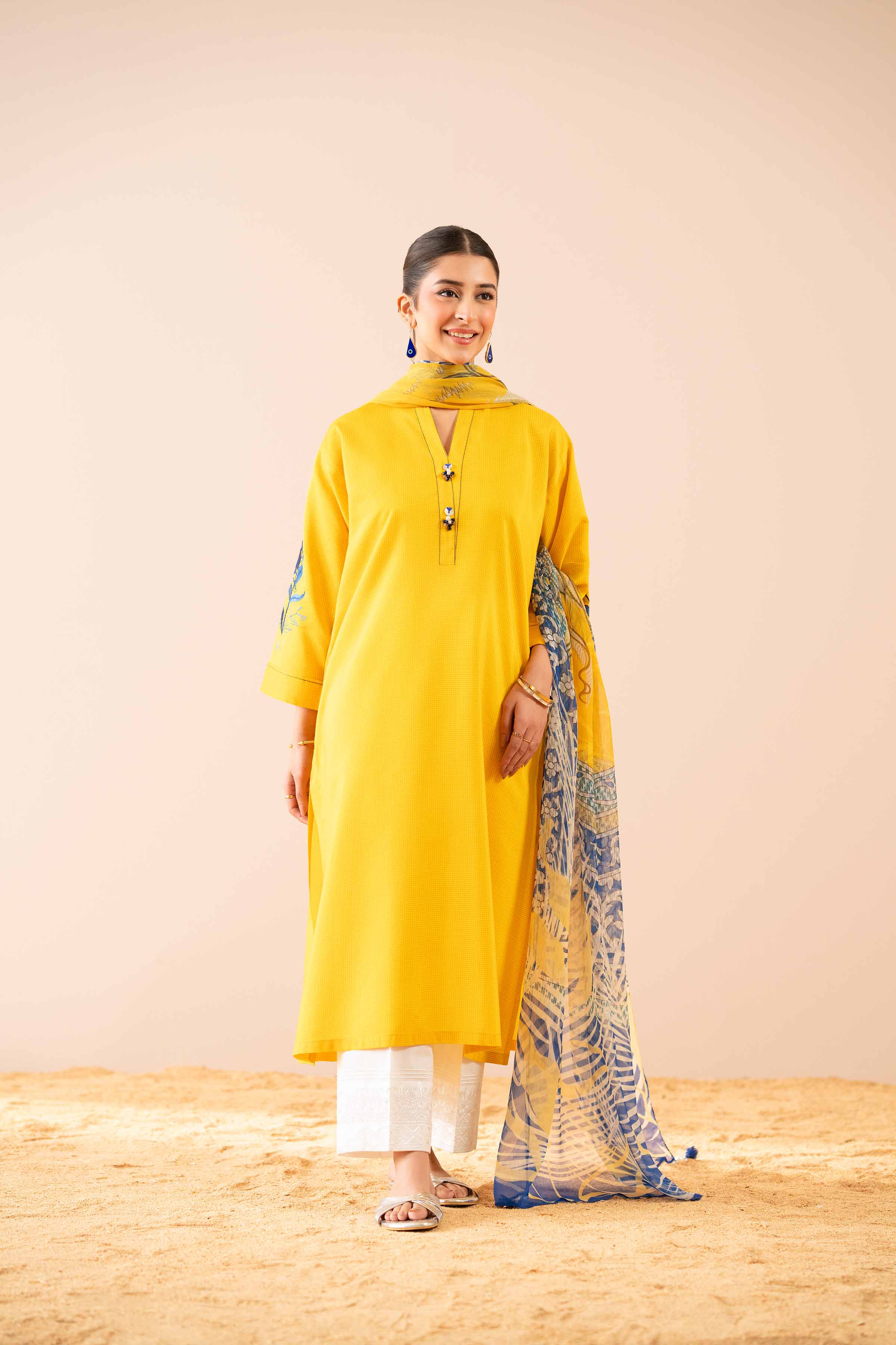 NishatUK - Yellow Embroidered Lawn 2-piece ready to wear Dress