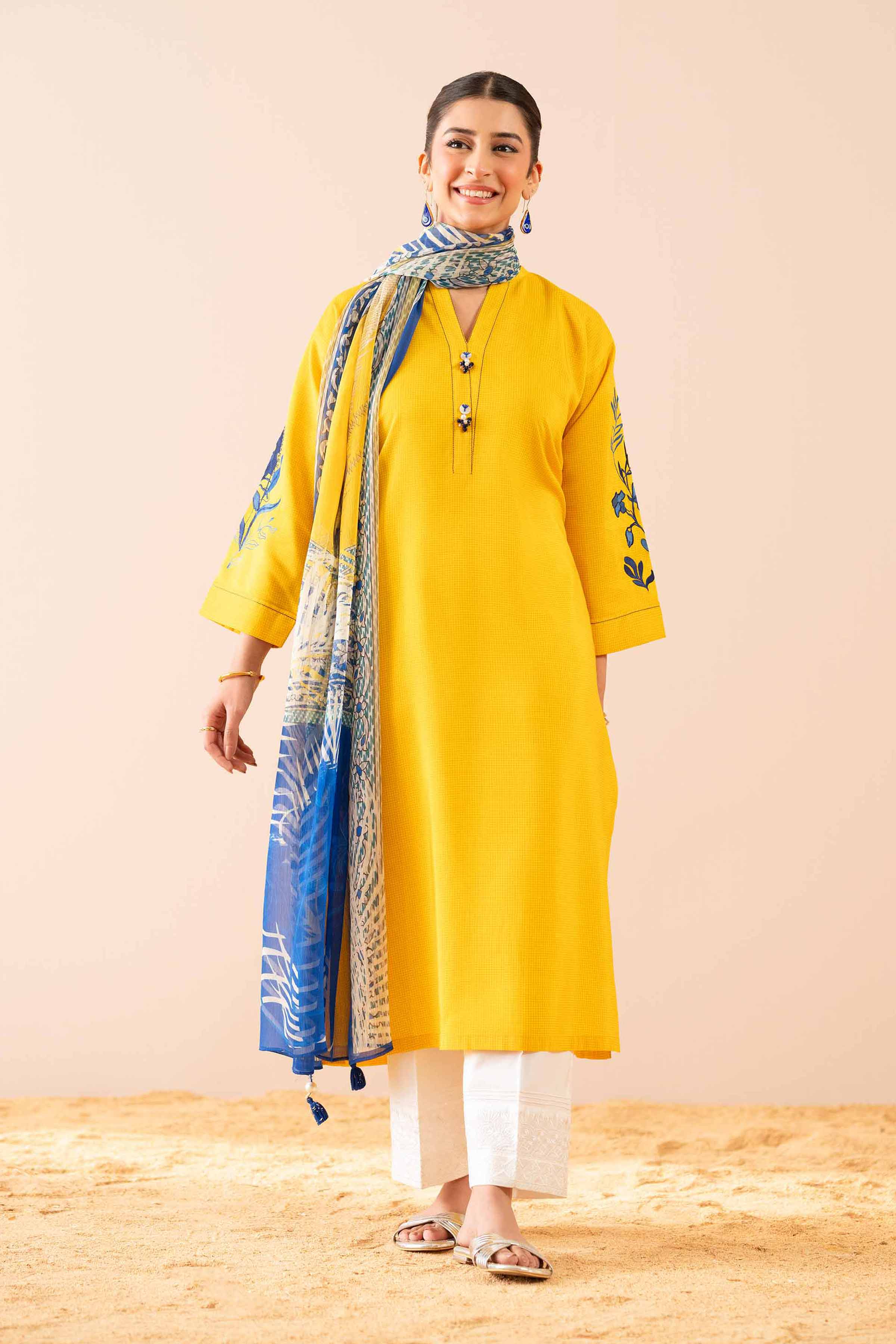 NishatUK - Yellow Embroidered Lawn 2-piece ready to wear Dress