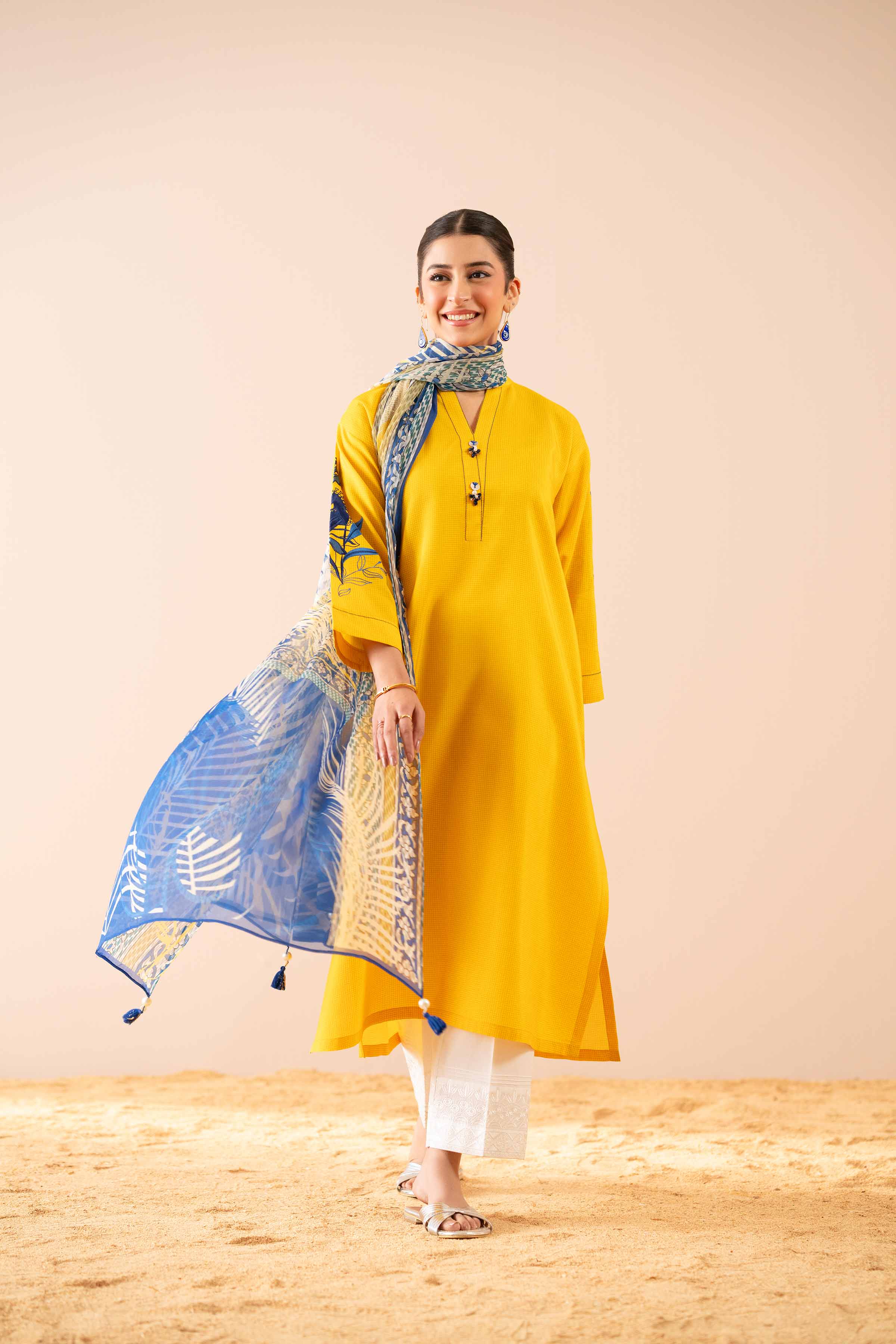 NishatUK - Yellow Embroidered Lawn 2-piece ready to wear Dress