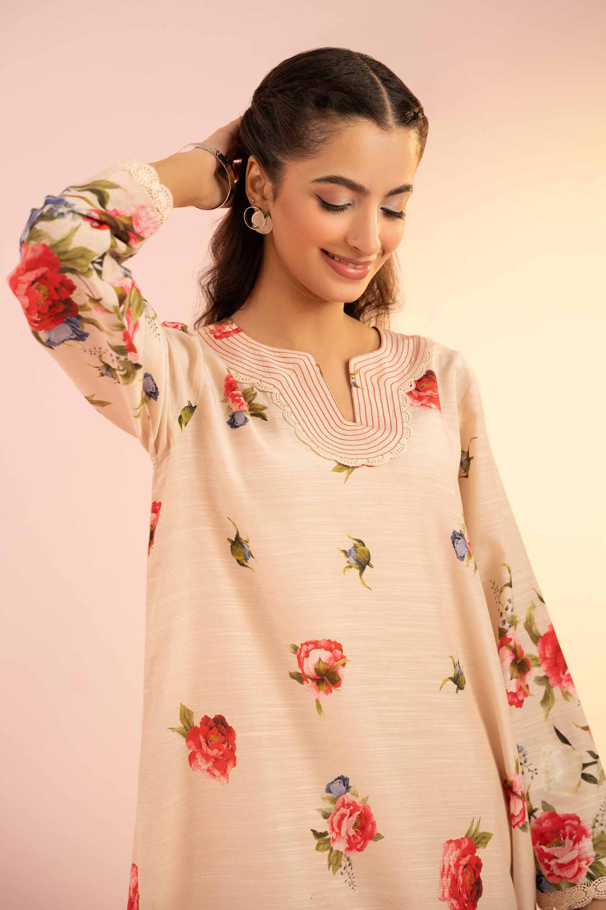 NishatUK - Powder Pink Printed Silk 2-piece ready to wear Dress