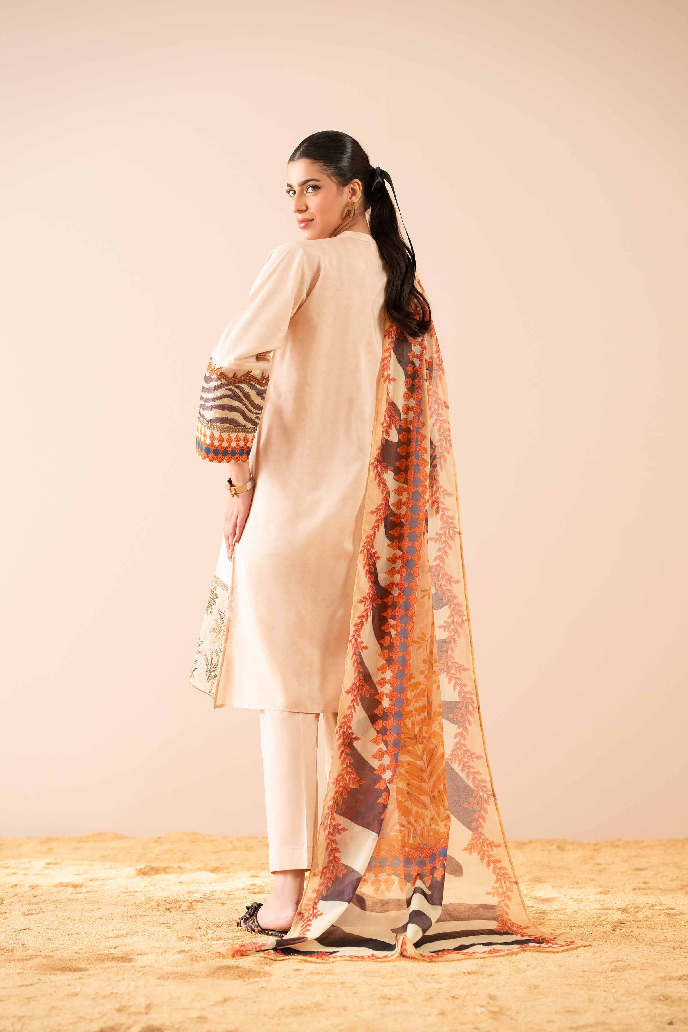 NishatUK - Beige Embroidered Cambric 3-piece ready to wear Suit