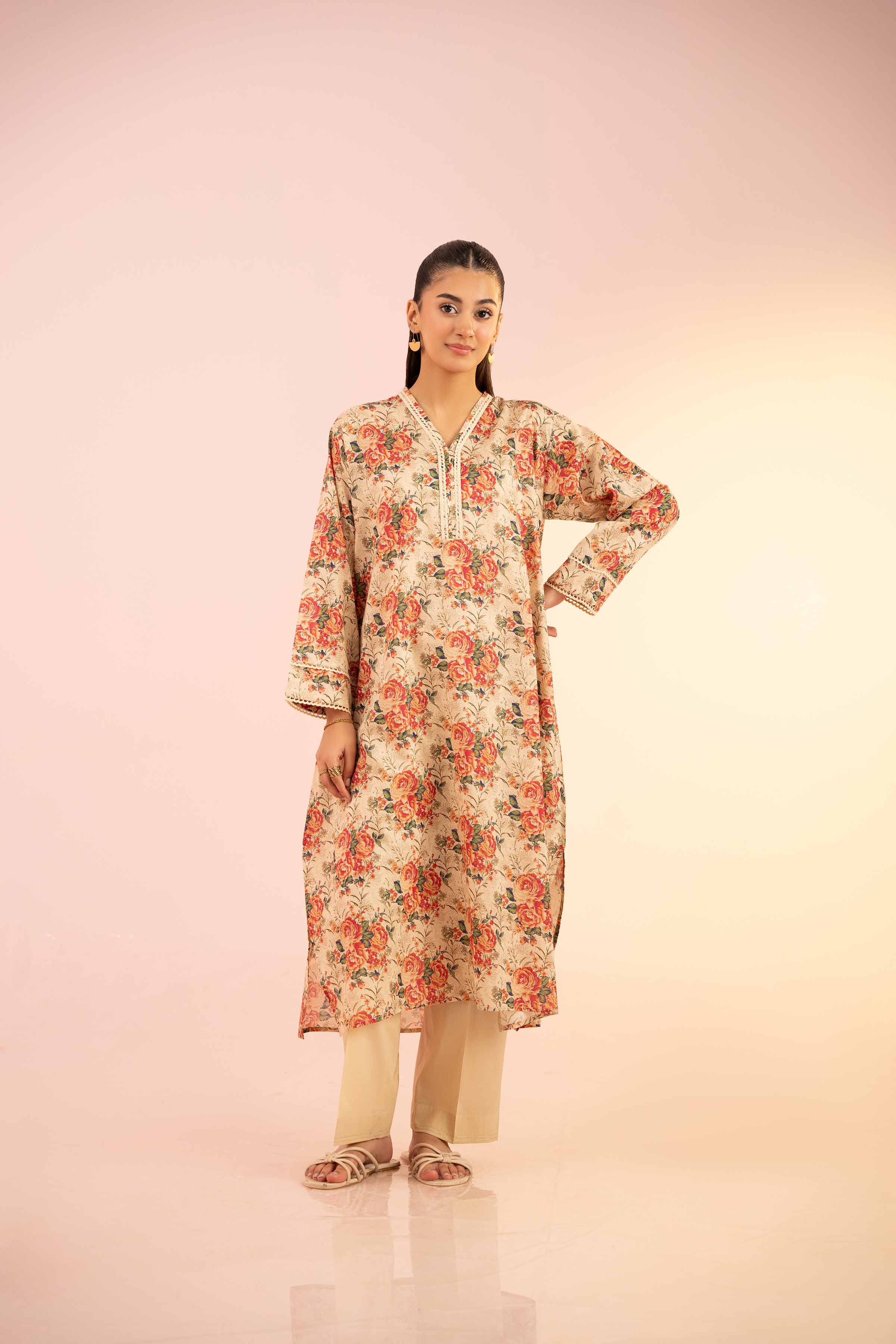 NishatUK - Beige Printed Dobby 1-piece ready to wear Shirt