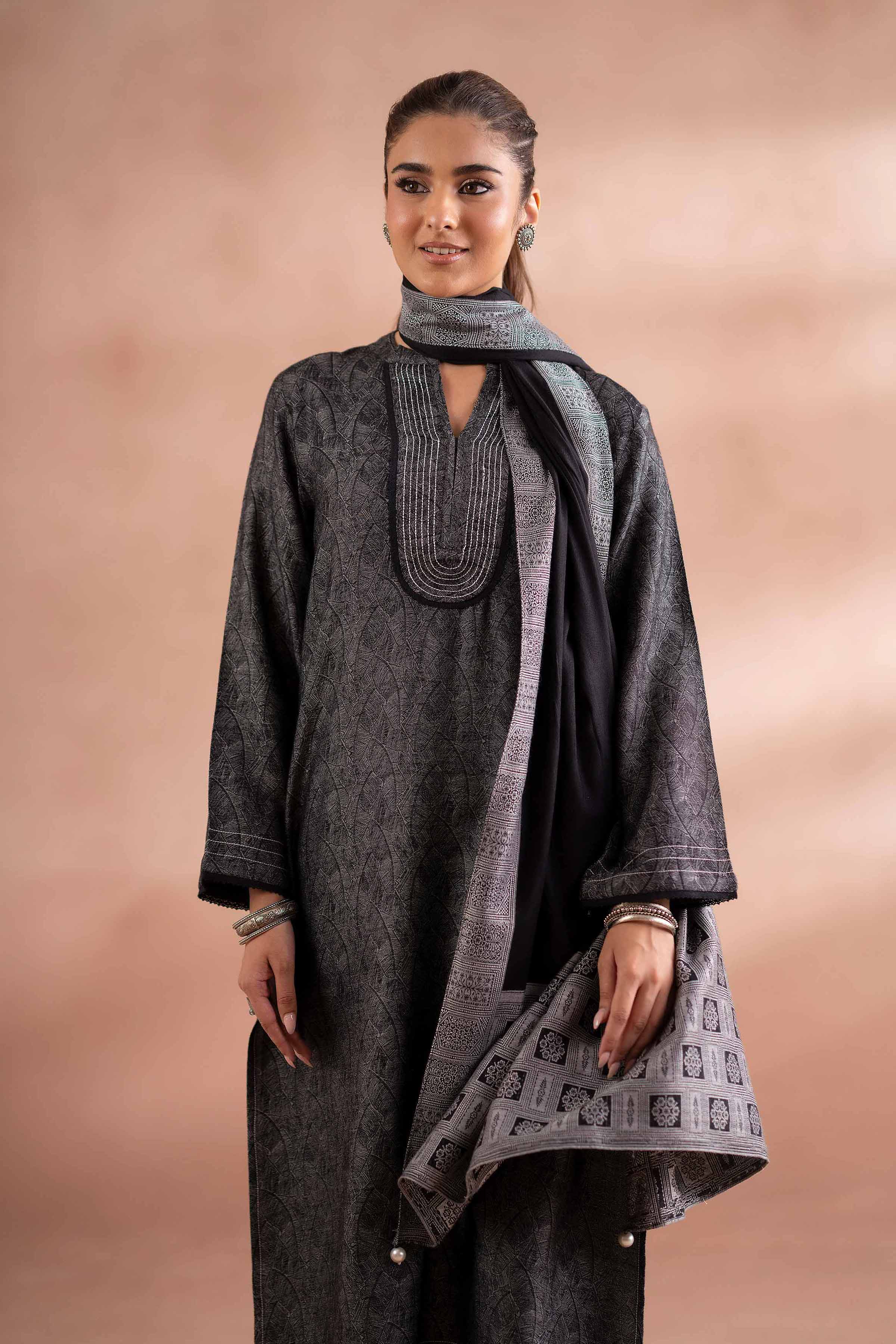 NishatUK - Grey Solids Jacquard 3-piece ready to wear Suit