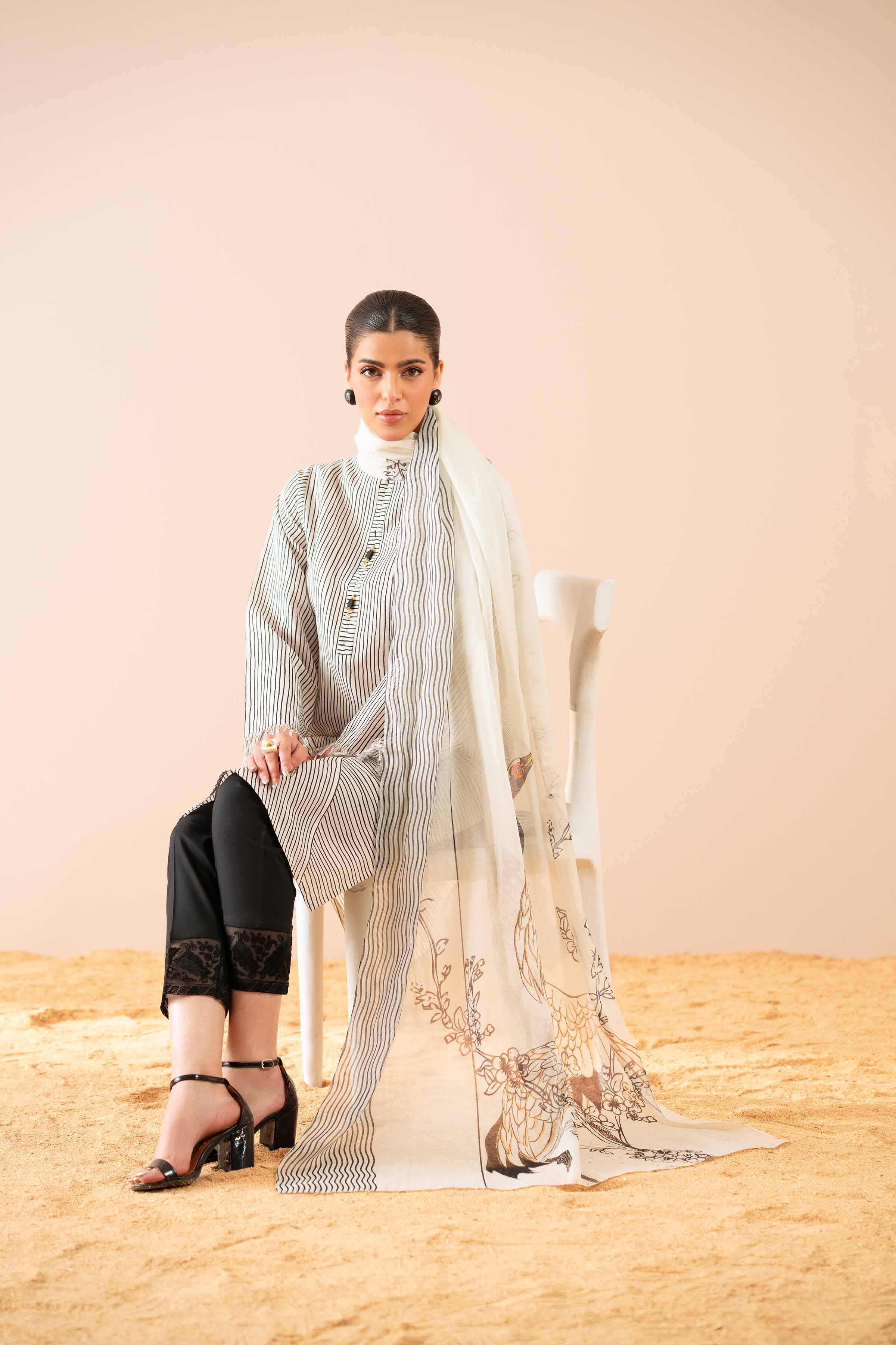 NishatUK - Black Embroidered Lawn 2-piece ready to wear Dress