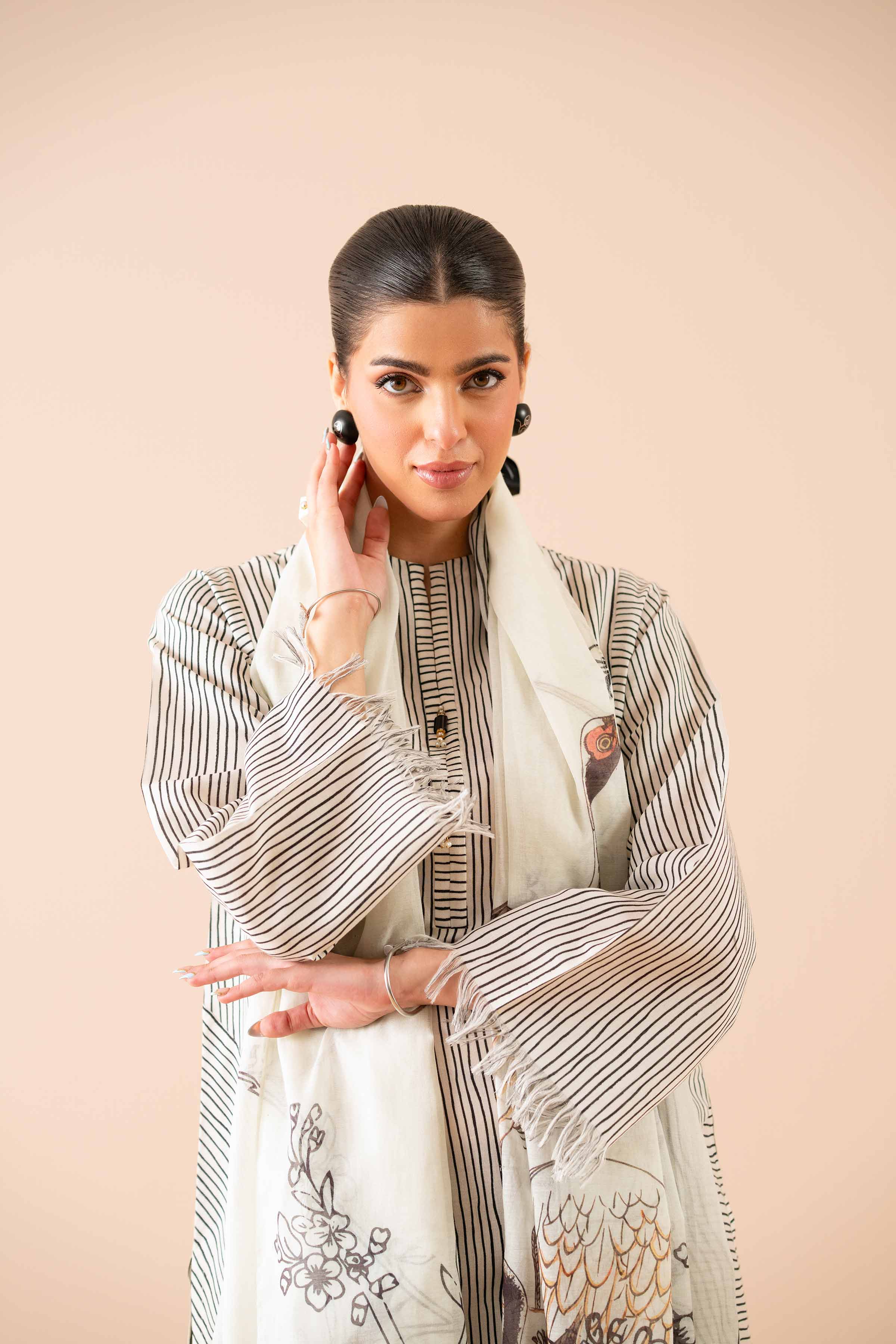 NishatUK - Black Embroidered Lawn 2-piece ready to wear Dress