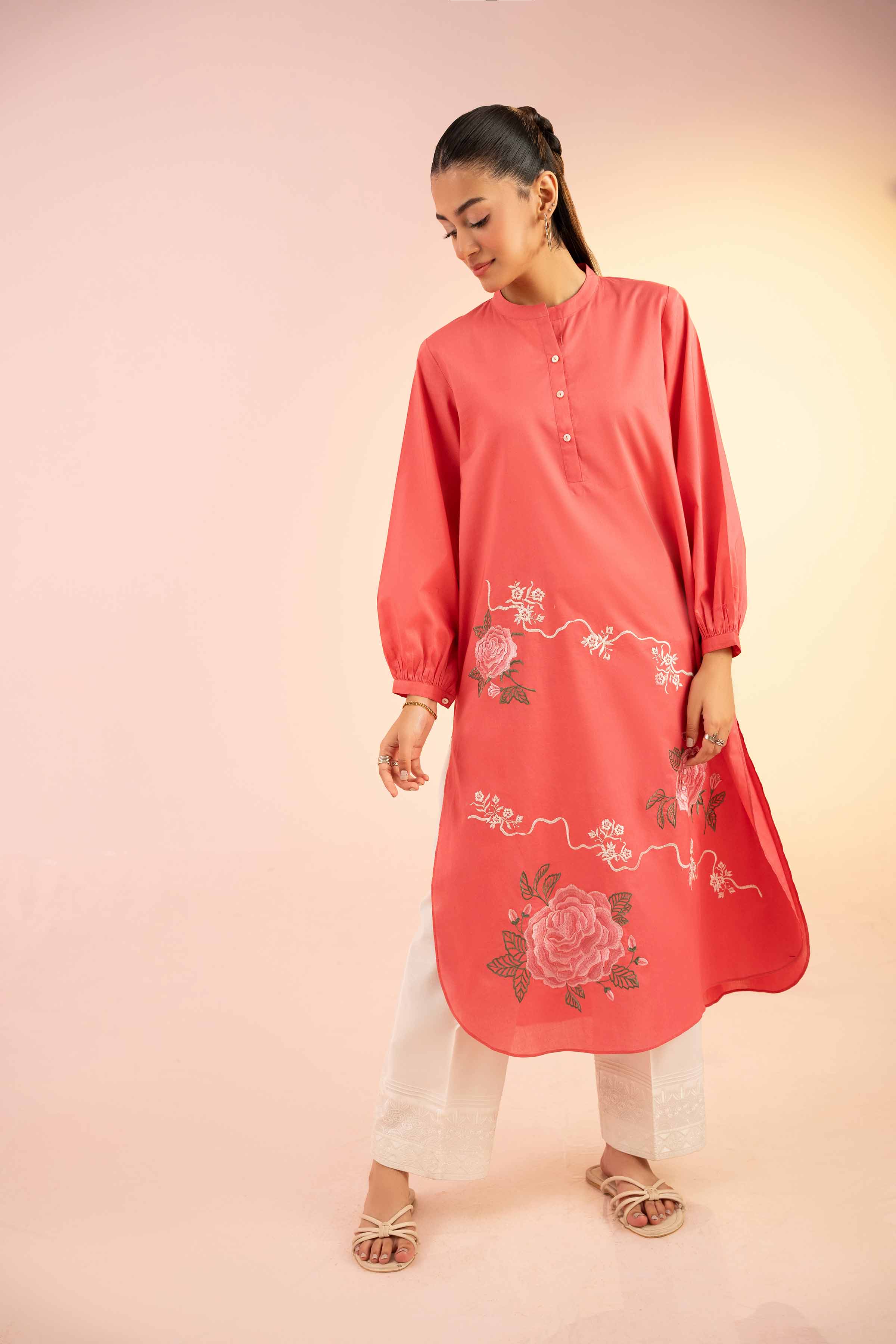 NishatUK - Pink Embroidered Cambric 1-piece ready to wear Shirt