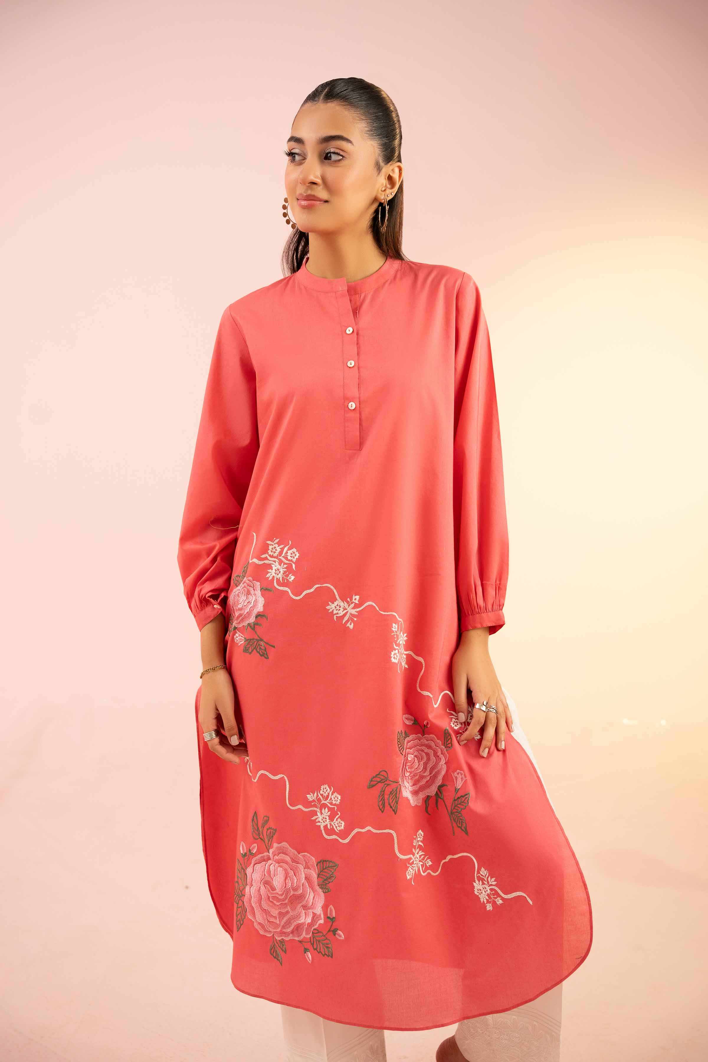 NishatUK - Pink Embroidered Cambric 1-piece ready to wear Shirt