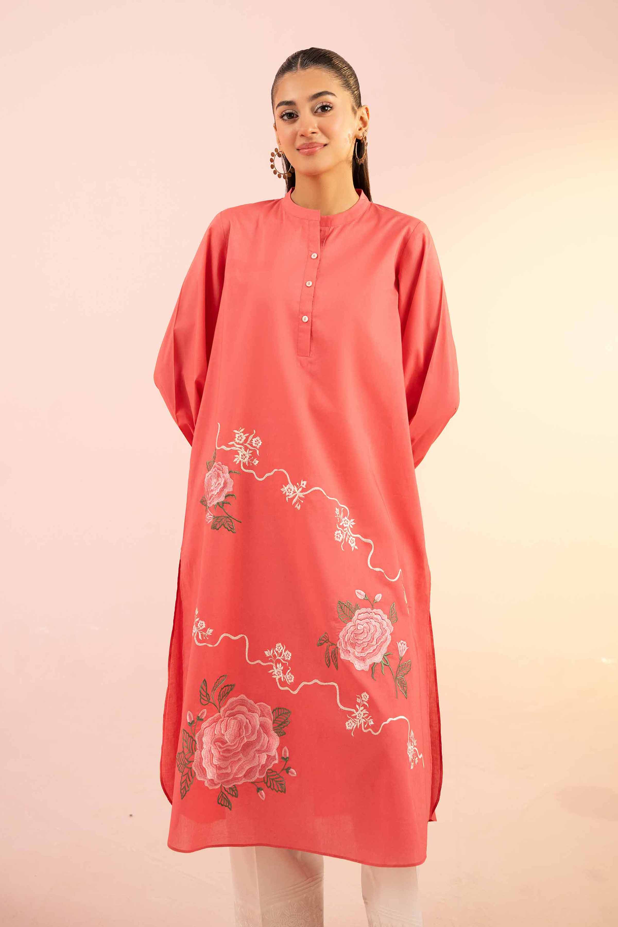 NishatUK - Pink Embroidered Cambric 1-piece ready to wear Shirt