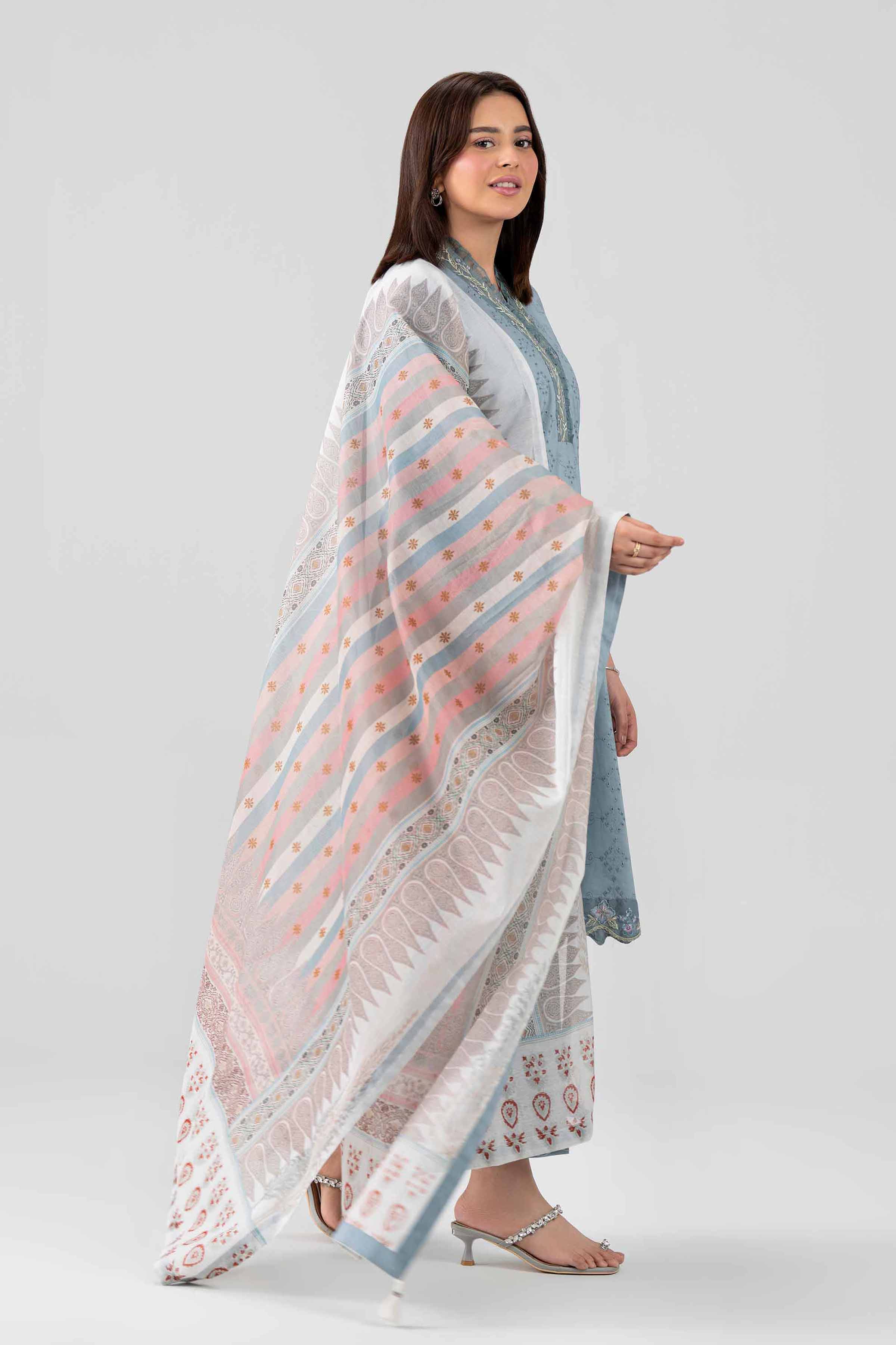 Nishat UK - Grey Embroidered Chicken Kari 3 Pieces ready to wear Suit