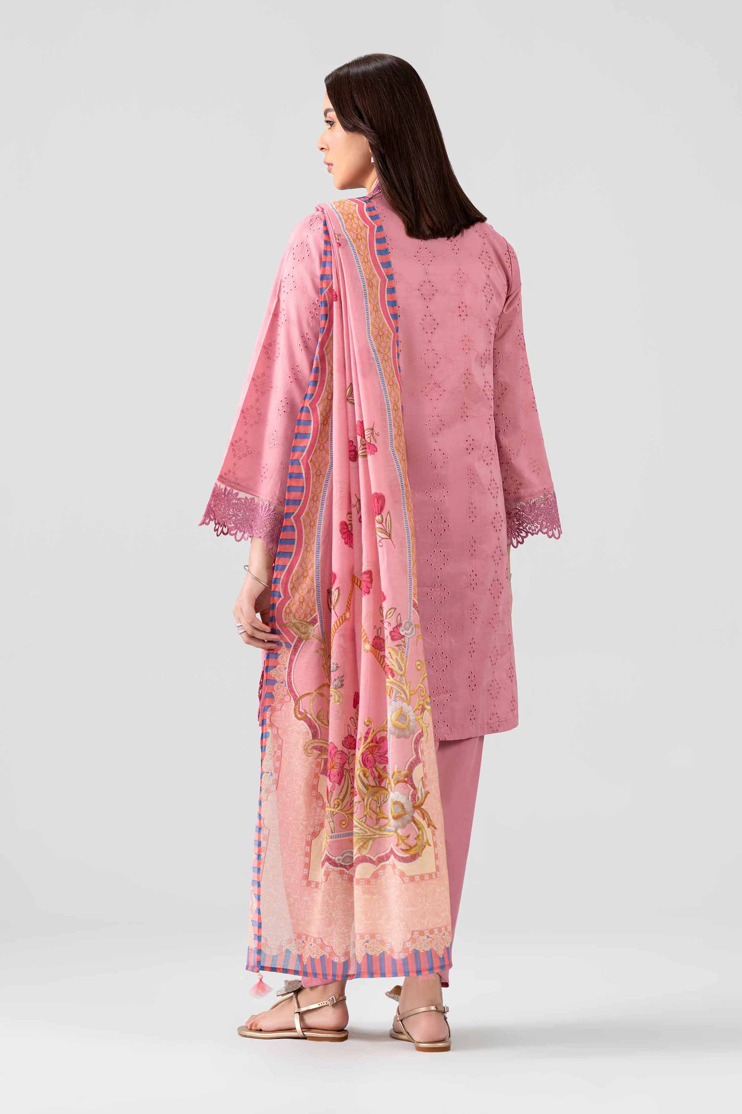 Nishat UK - Pink Embroidered Chicken Kari 3 Pieces ready to wear Suit