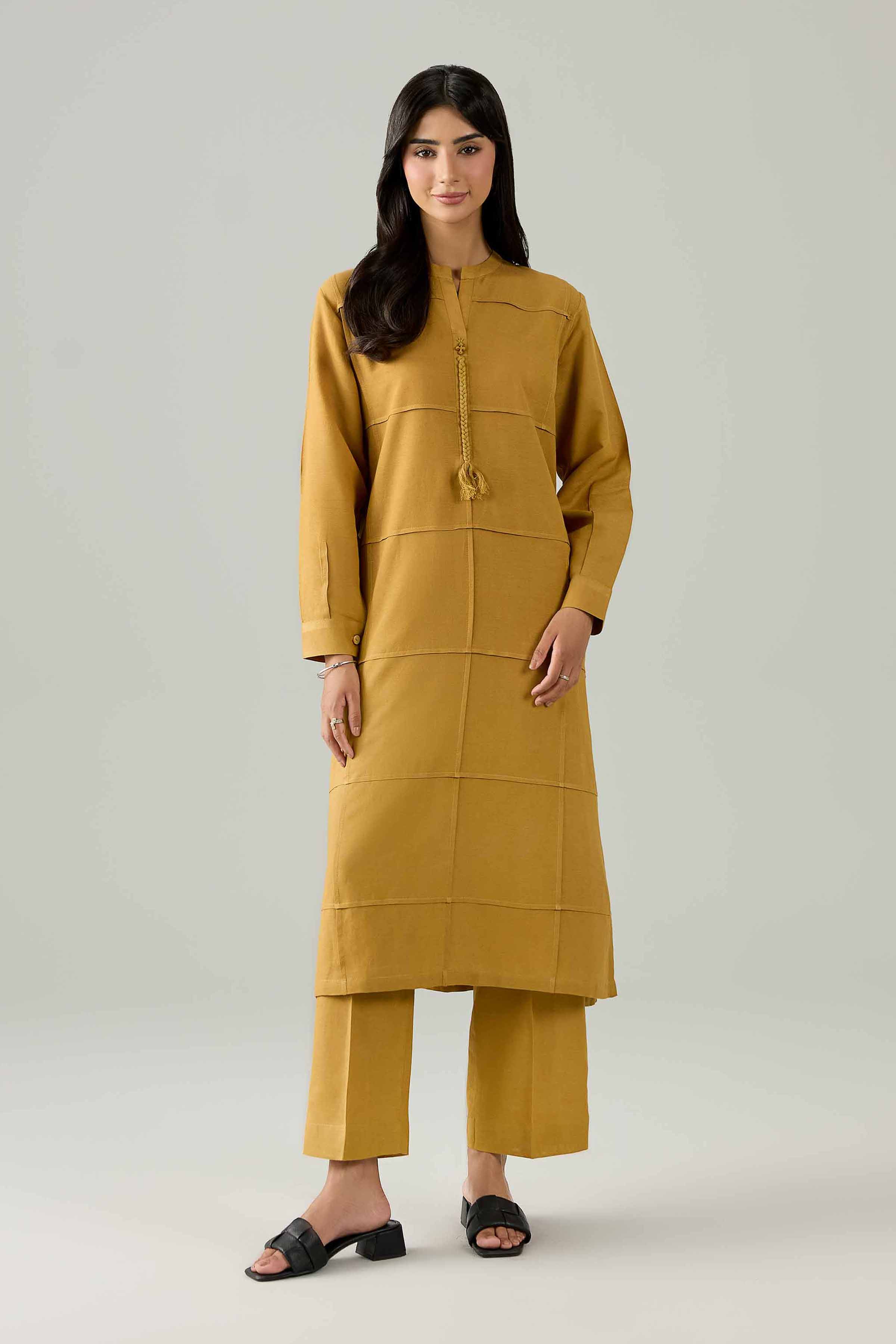Nishat UK - Yellow Solids Cotton 2 Pieces ready to wear Dress