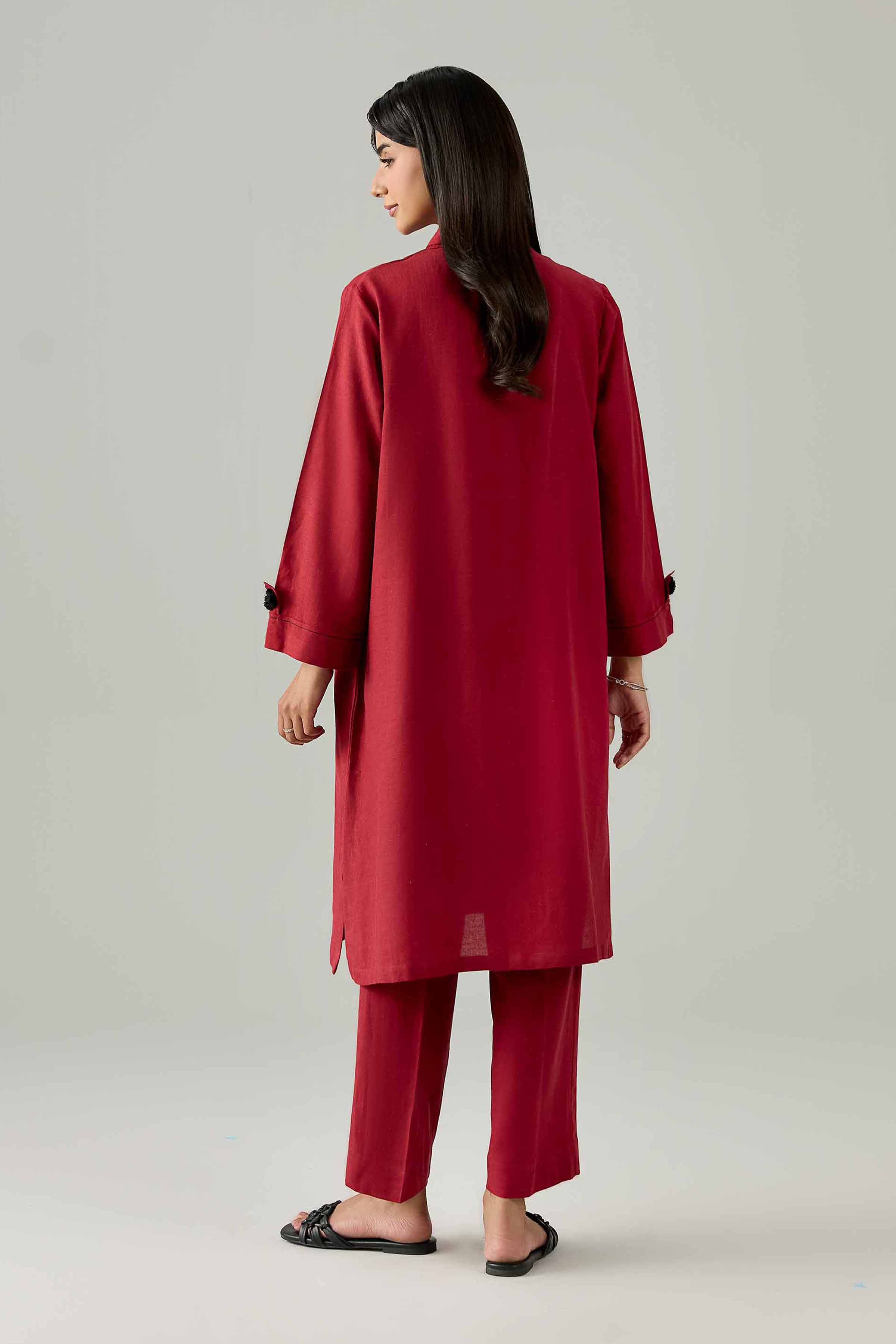 Nishat UK - Red Solids Cotton 2 Pieces ready to wear Dress