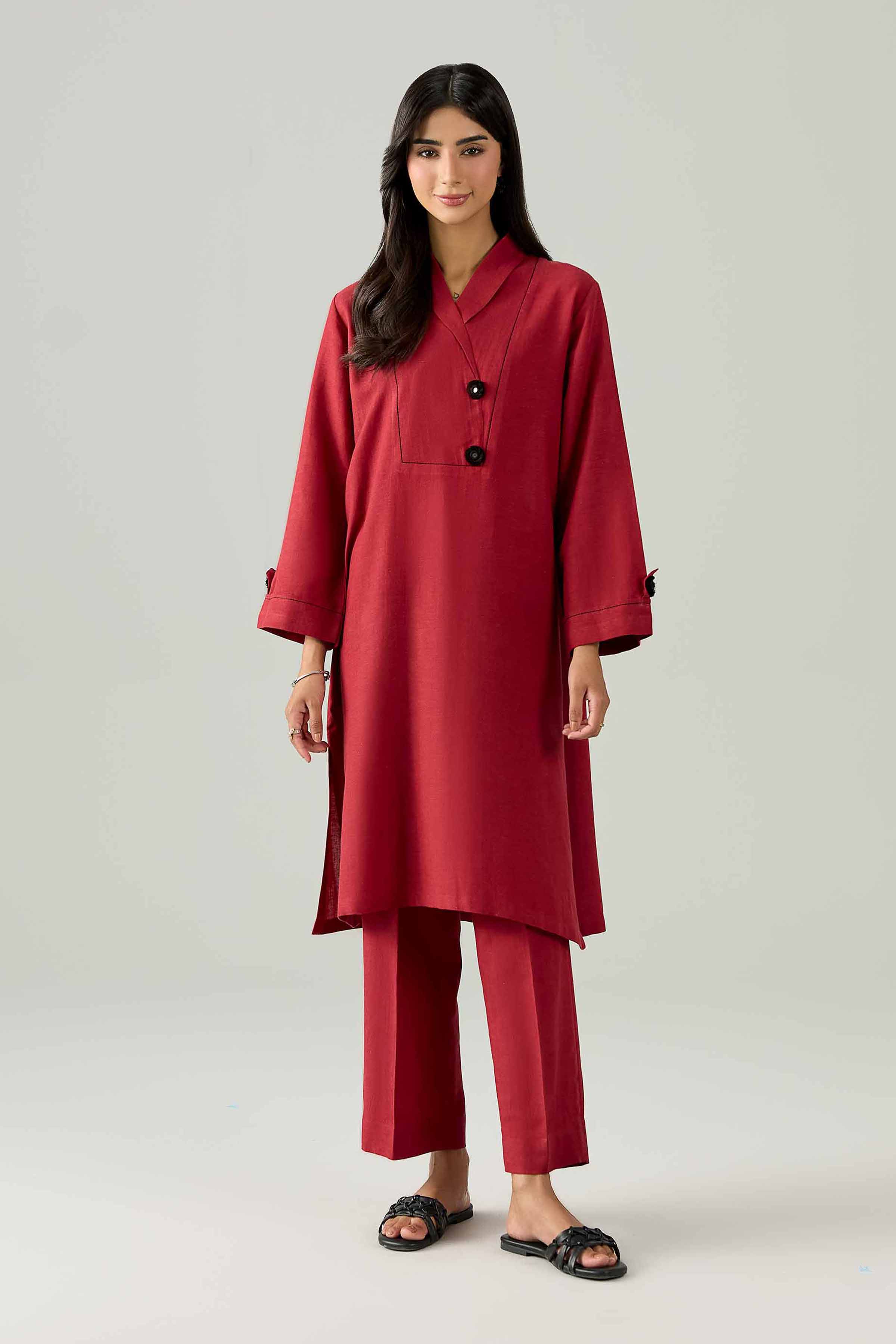 Nishat UK - Red Solids Cotton 2 Pieces ready to wear Dress