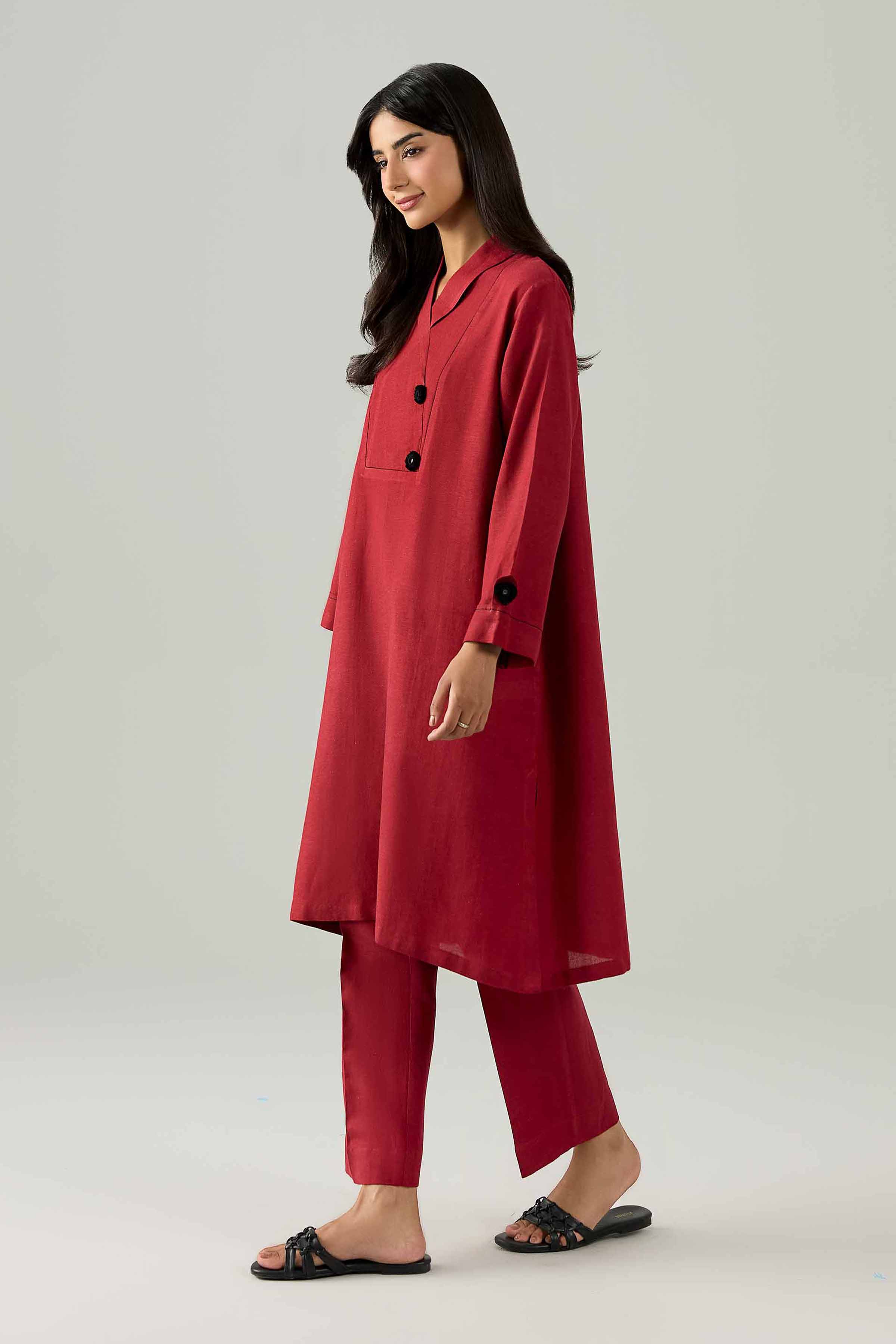 Nishat UK - Red Solids Cotton 2 Pieces ready to wear Dress