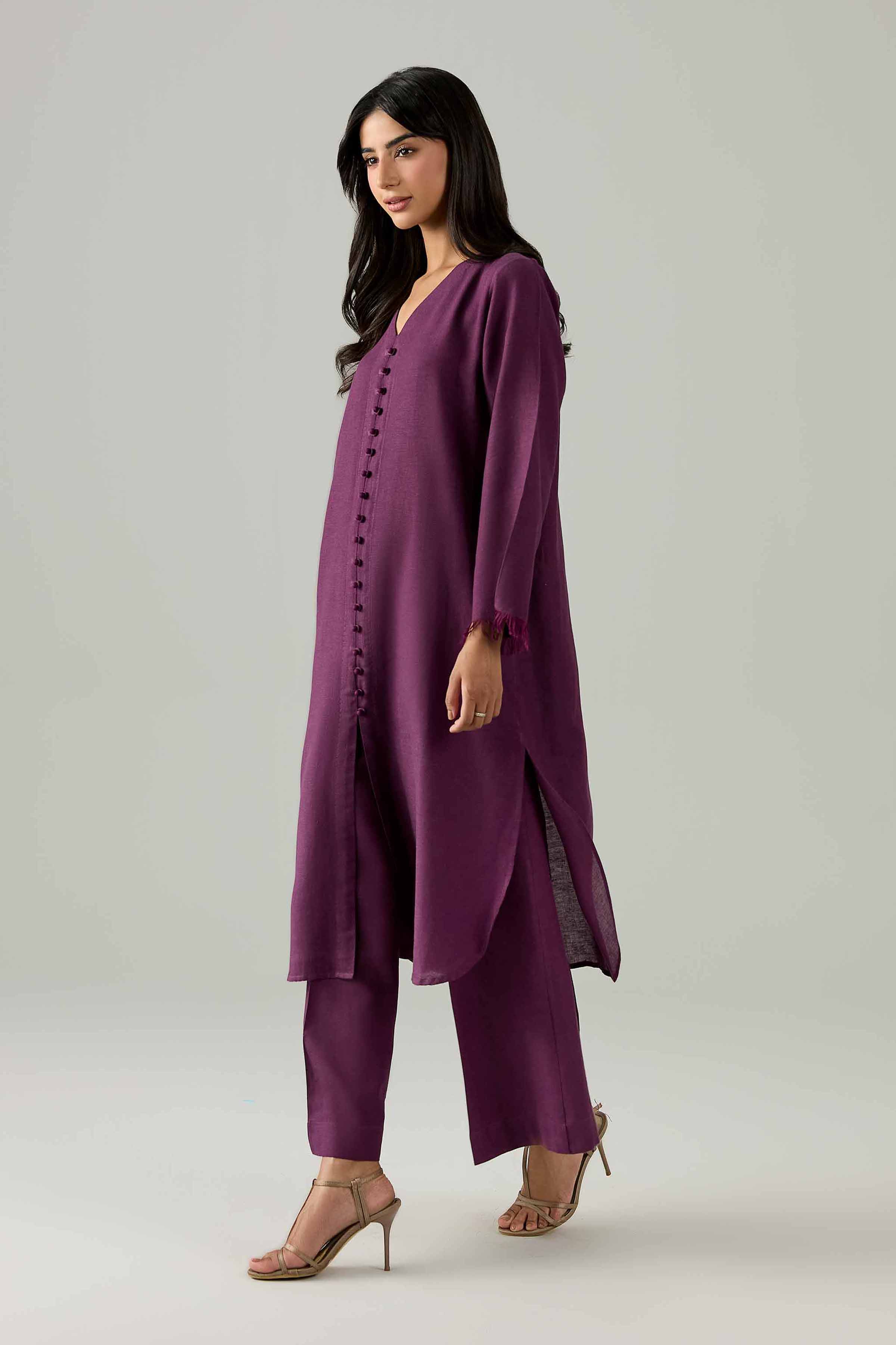 Nishat UK - Purple Solids Cotton 2 Pieces ready to wear Dress