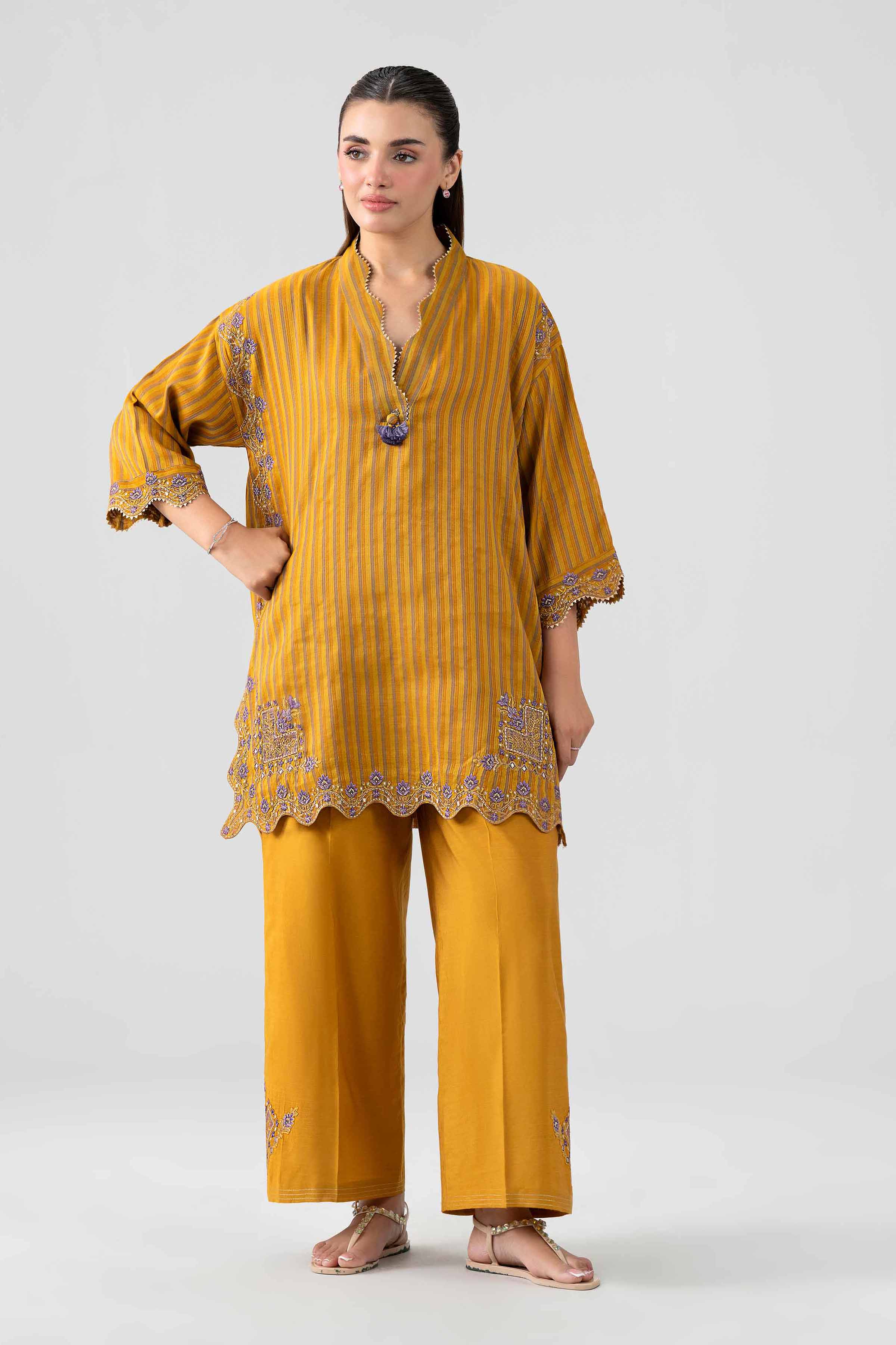 Nishat UK - Yellow Embroidered Cotton 2 Pieces ready to wear Dress