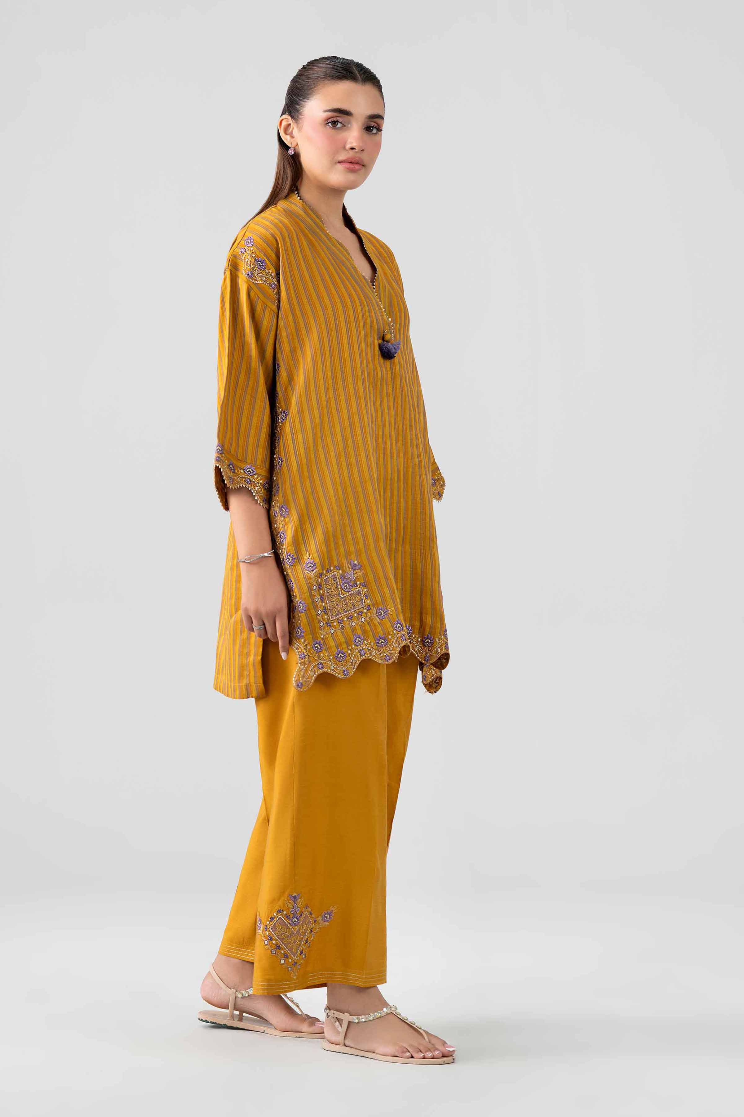 Nishat UK - Yellow Embroidered Cotton 2 Pieces ready to wear Dress