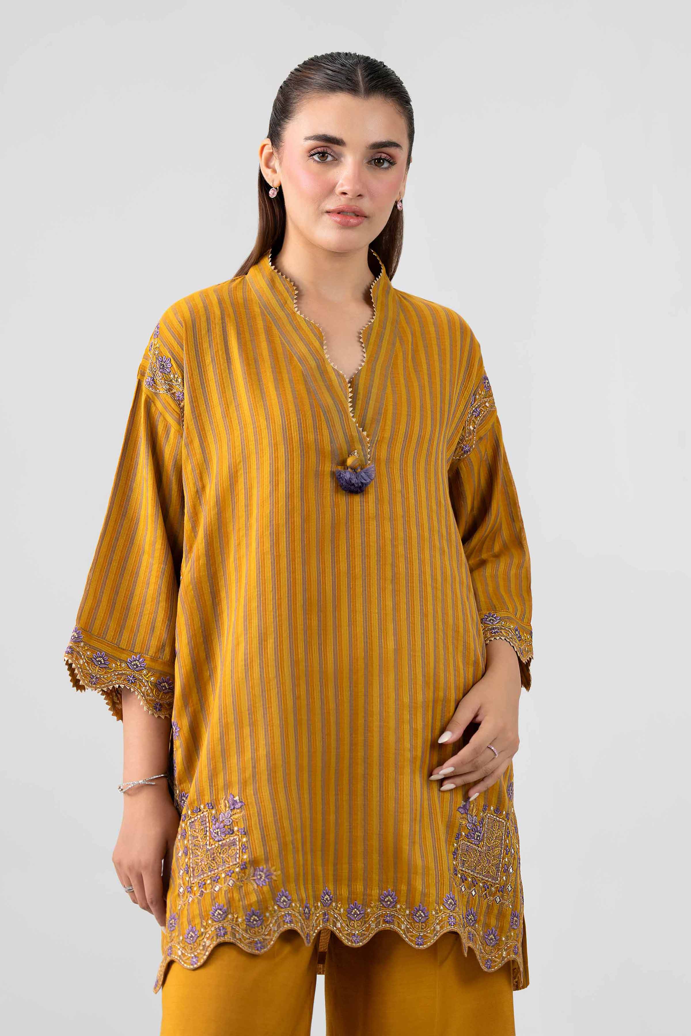 Nishat UK - Yellow Embroidered Cotton 2 Pieces ready to wear Dress
