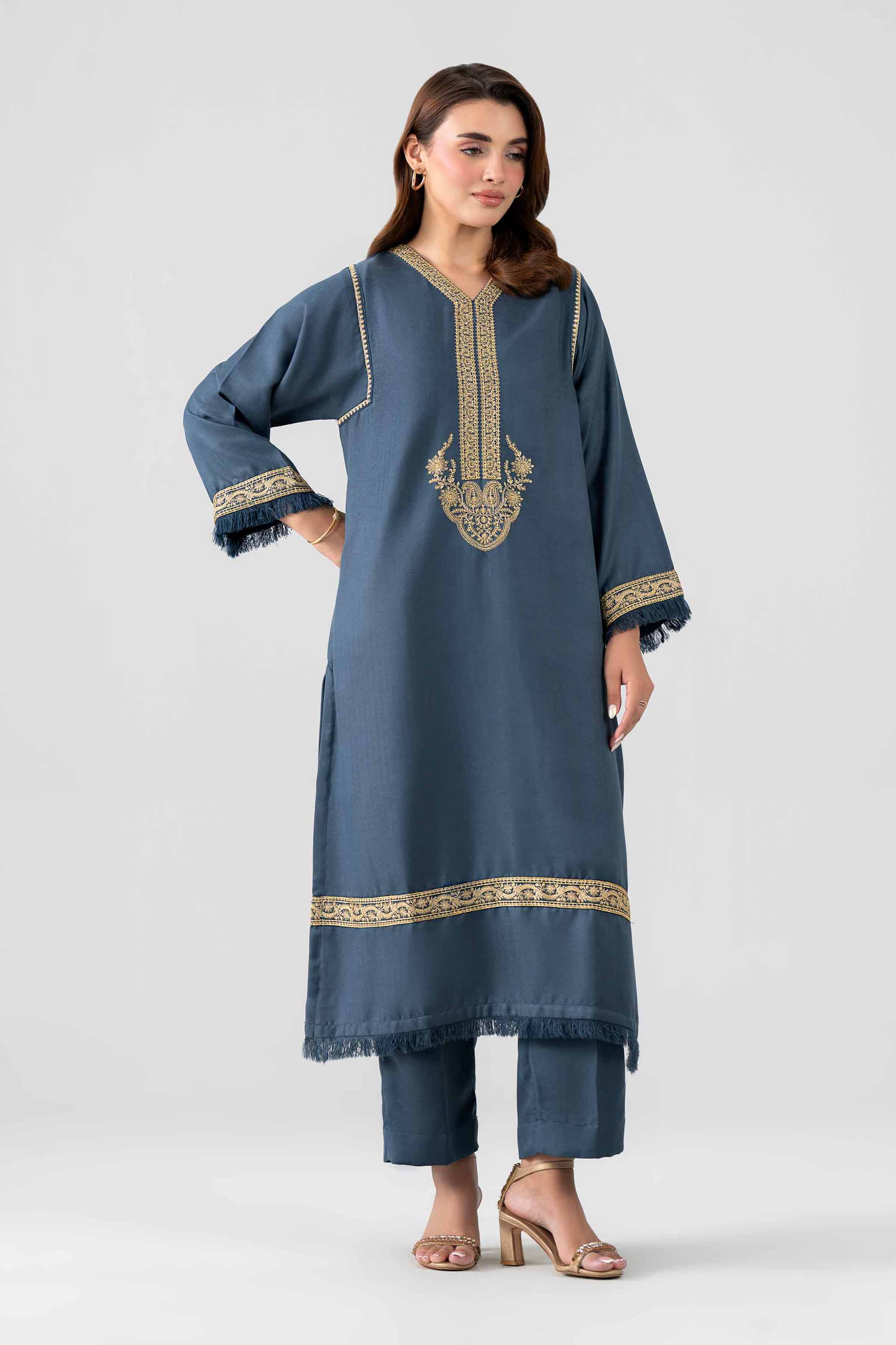 Nishat UK - Blue Embroidered Viscose 2 Pieces ready to wear Dress