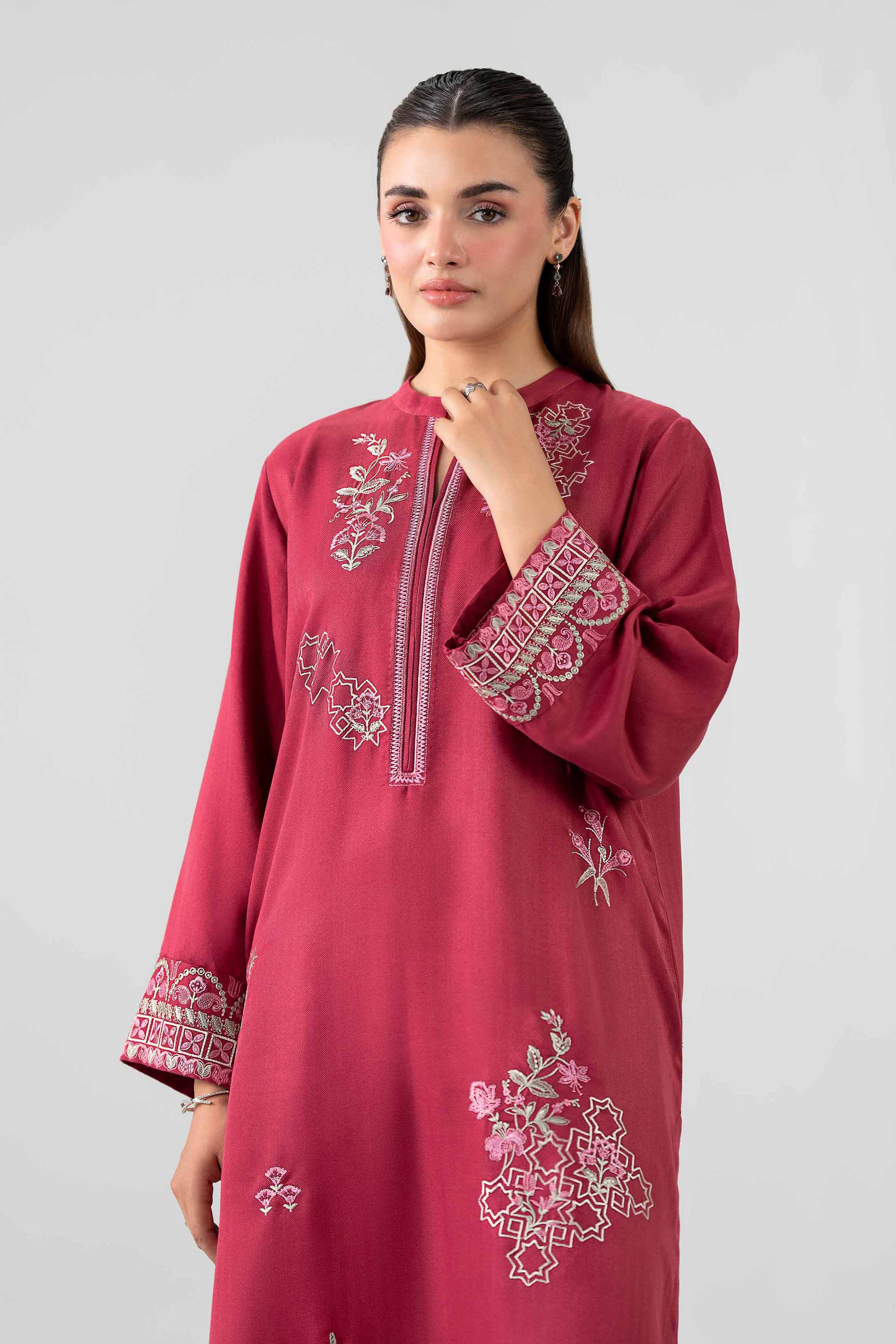 Nishat UK - Red Embroidered Viscose 2 Pieces ready to wear Dress