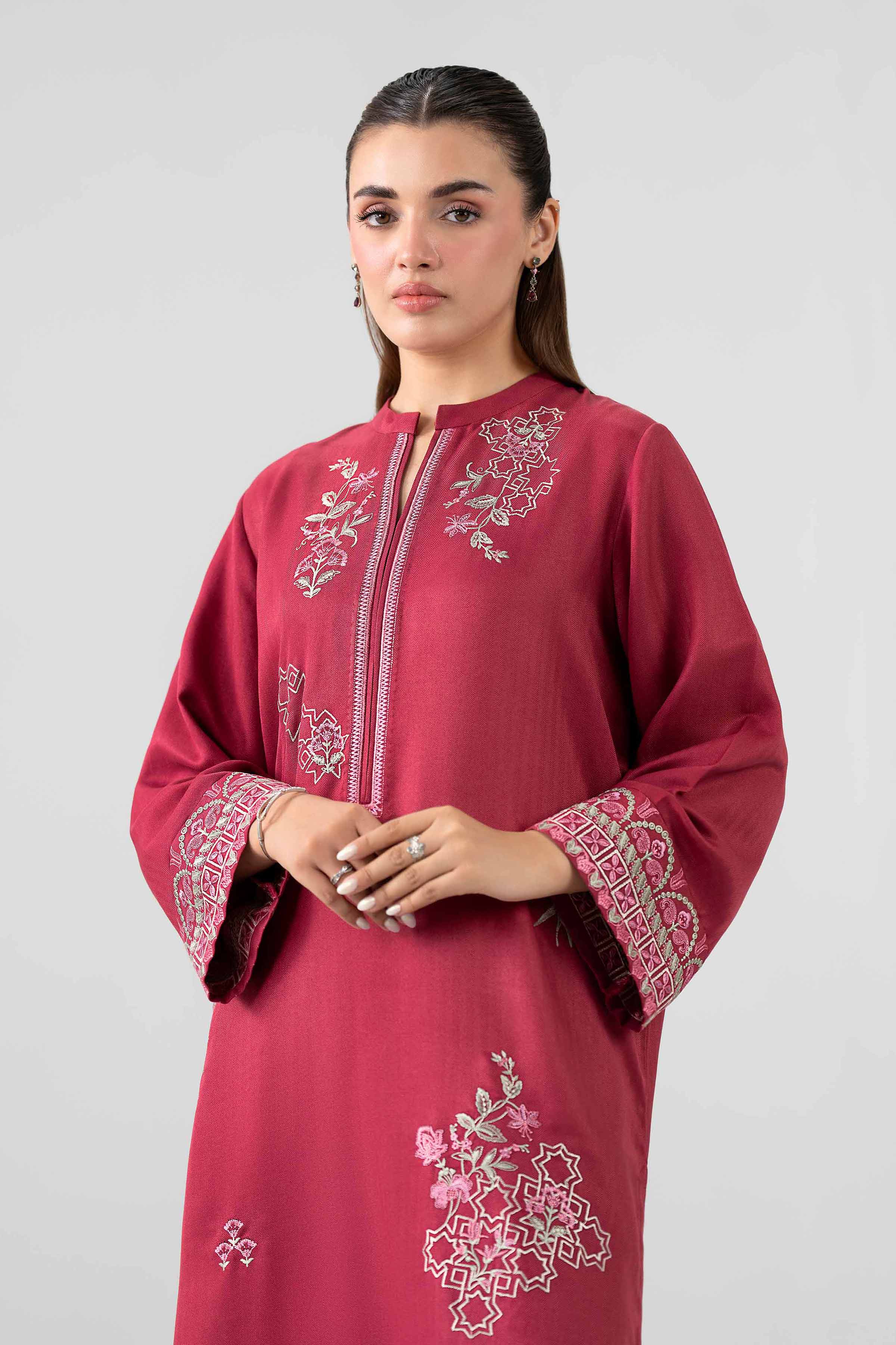 Nishat UK - Red Embroidered Viscose 2 Pieces ready to wear Dress