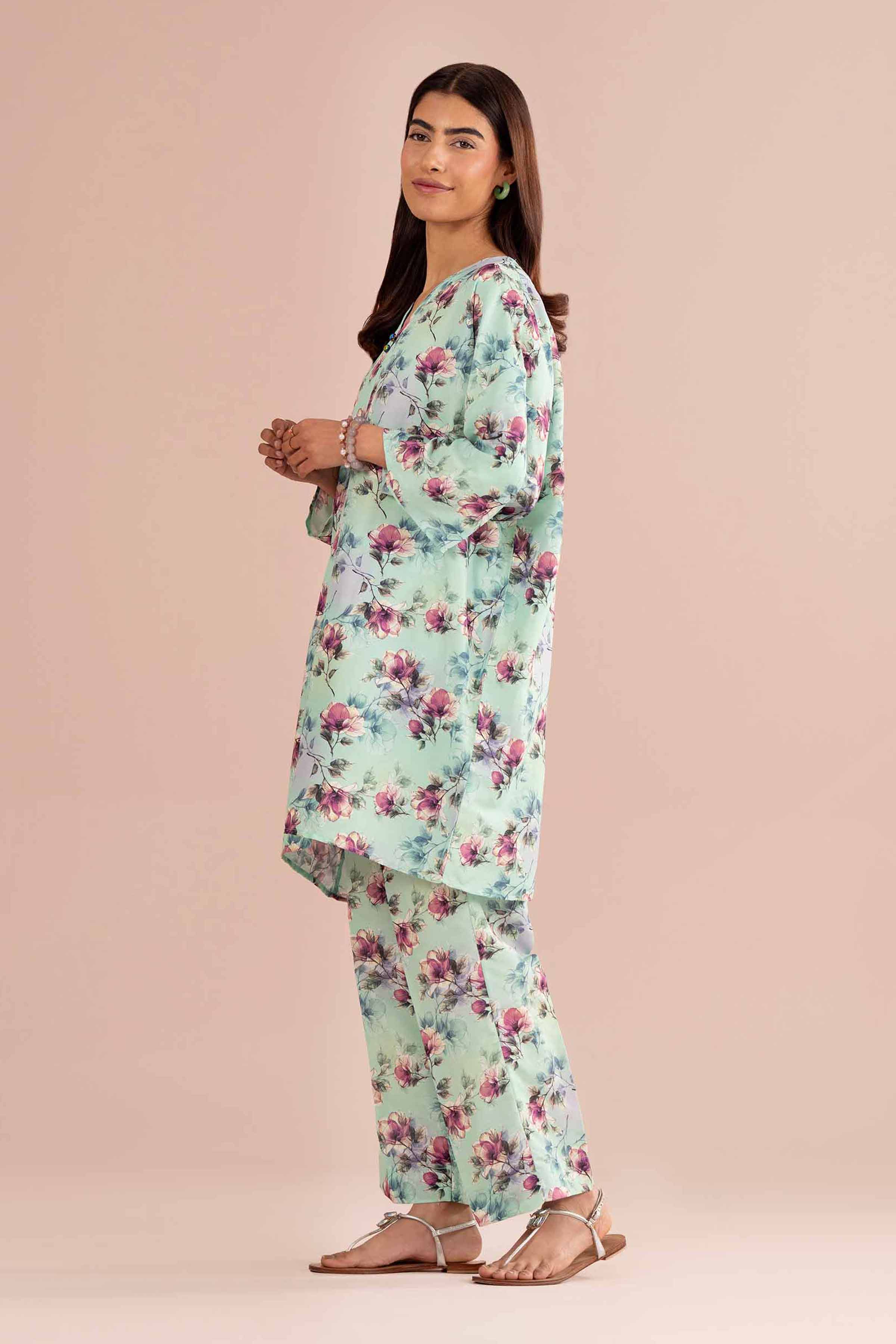 NishatUK - Green Printed Lawn 2-piece ready to wear Dress