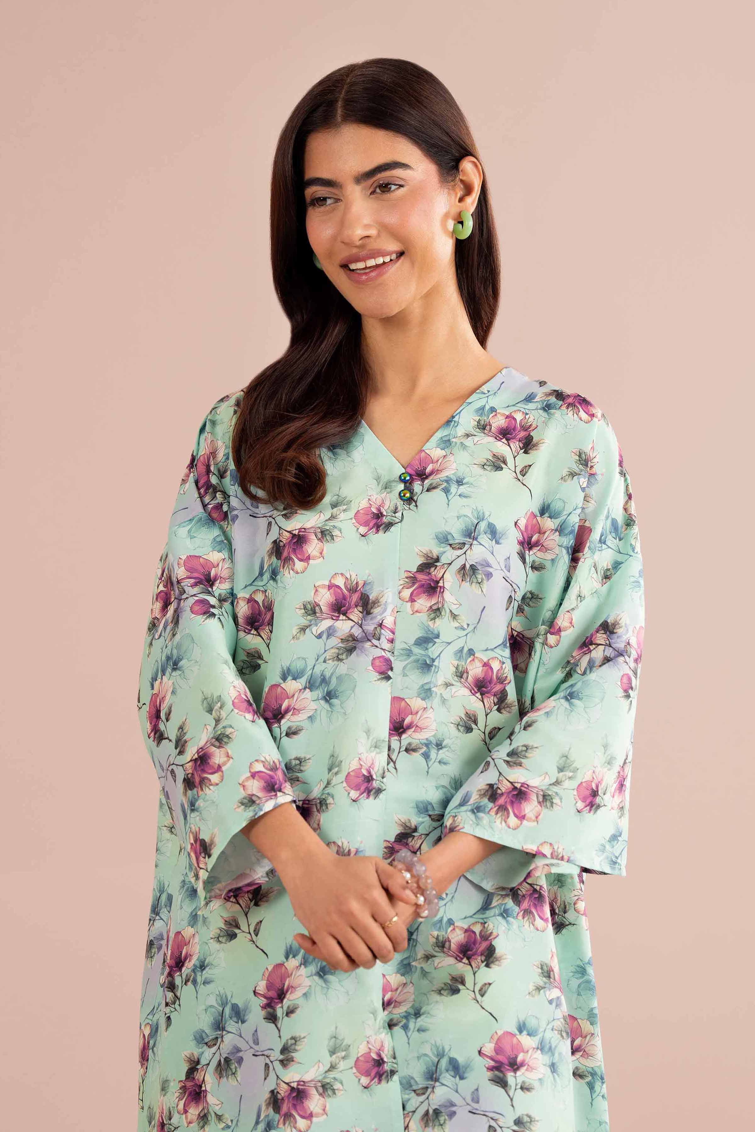 NishatUK - Green Printed Lawn 2-piece ready to wear Dress