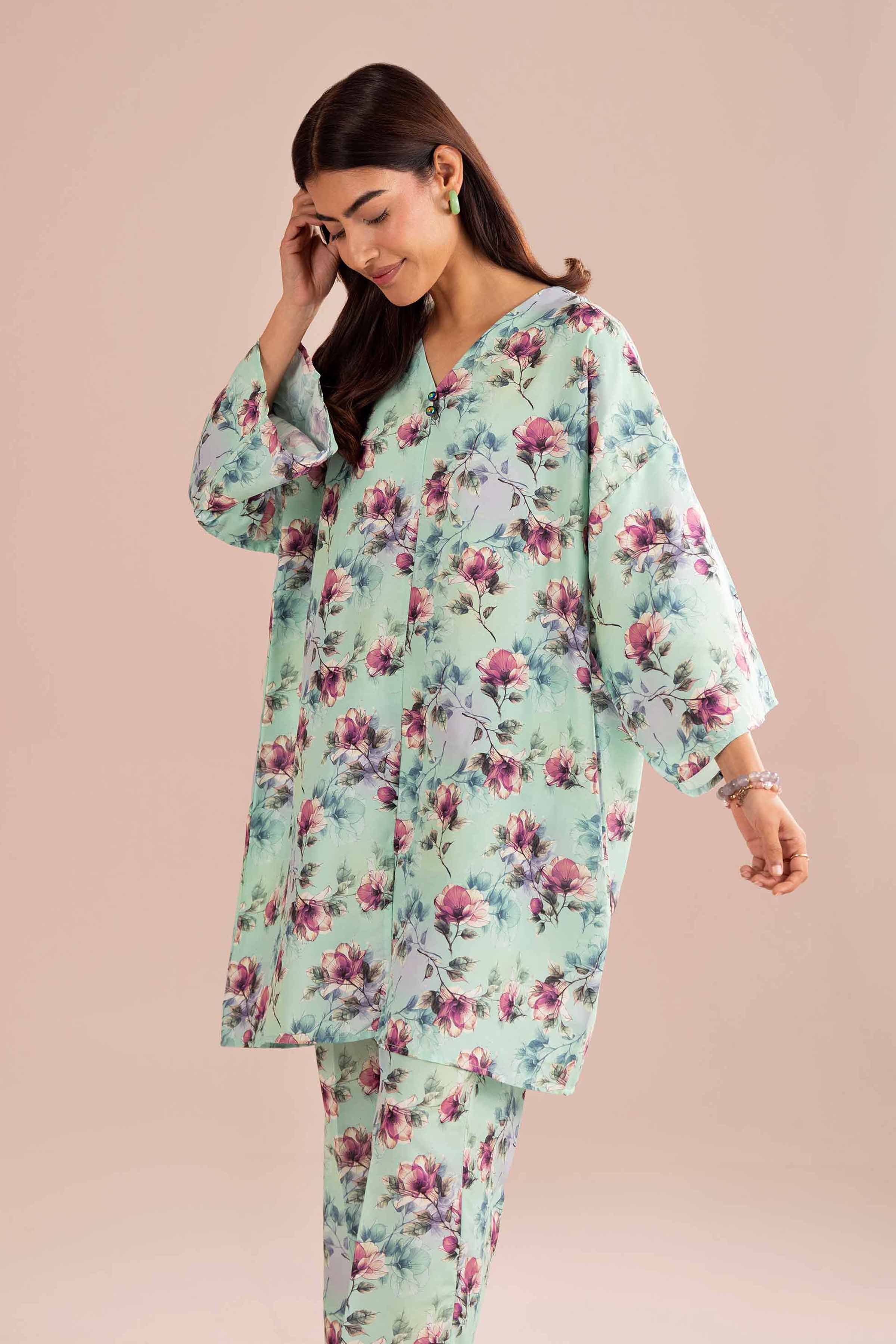 NishatUK - Green Printed Lawn 2-piece ready to wear Dress