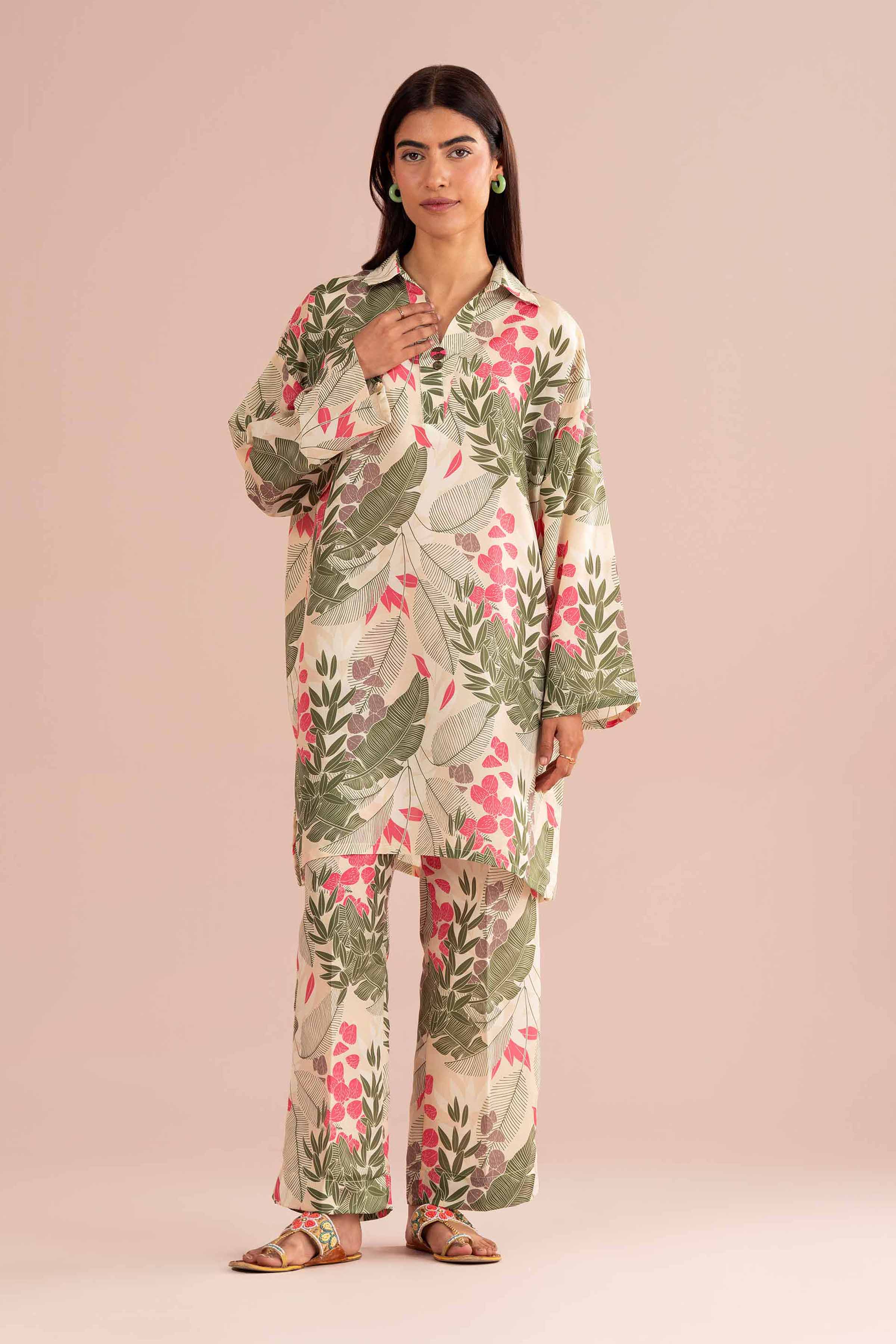 NishatUK - Off White Printed Lawn 2-piece ready to wear Dress
