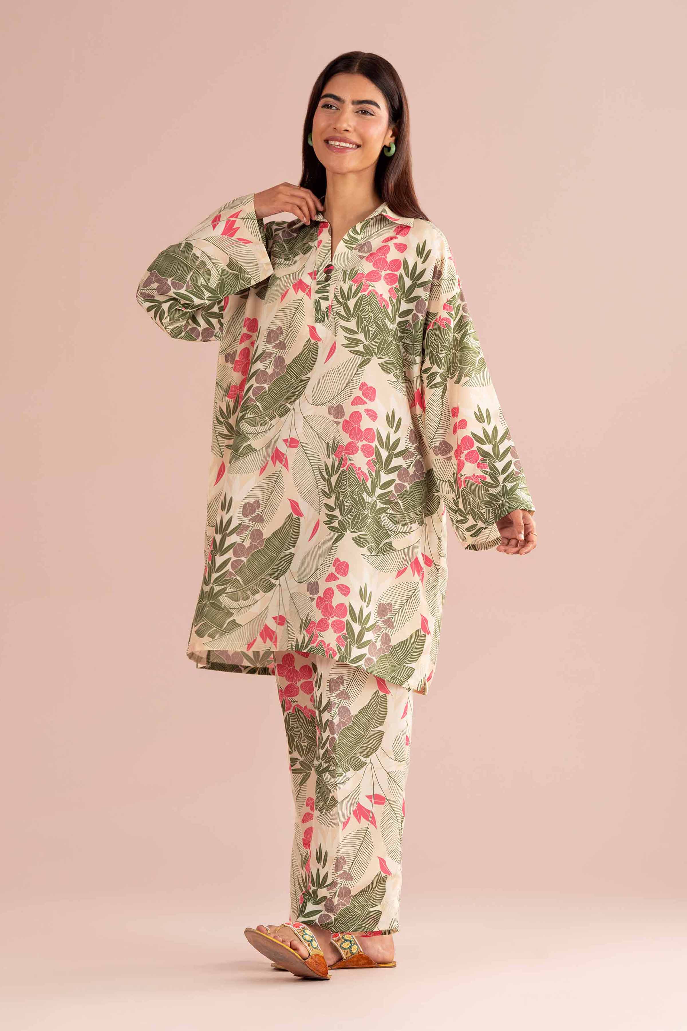NishatUK - Off White Printed Lawn 2-piece ready to wear Dress