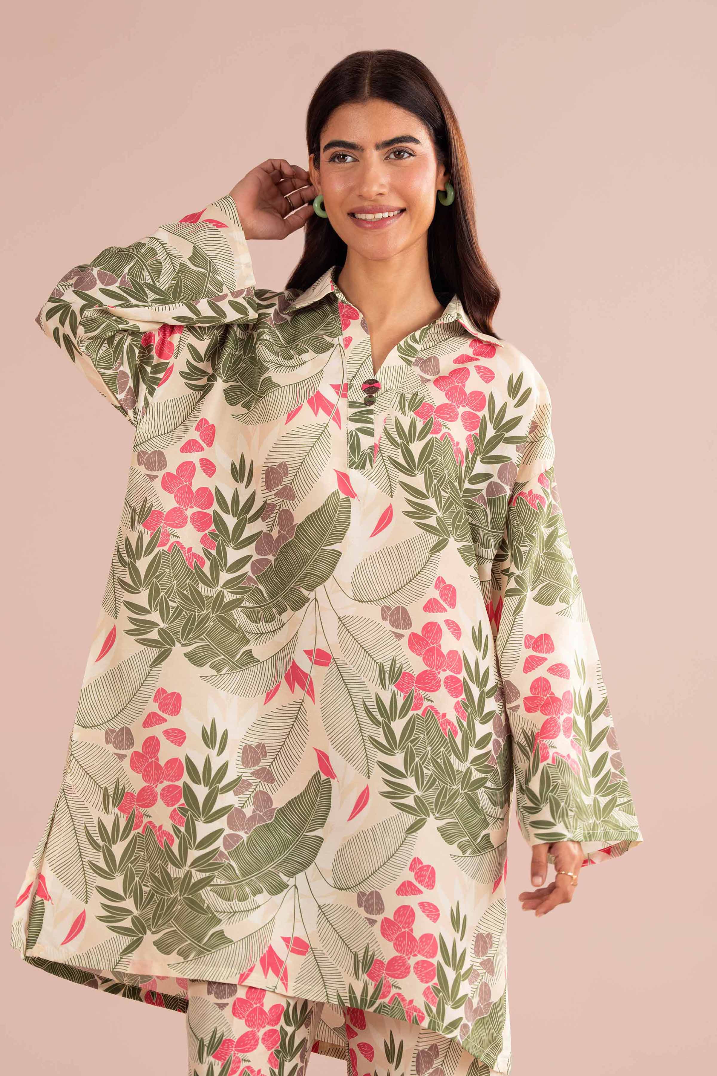 NishatUK - Off White Printed Lawn 2-piece ready to wear Dress