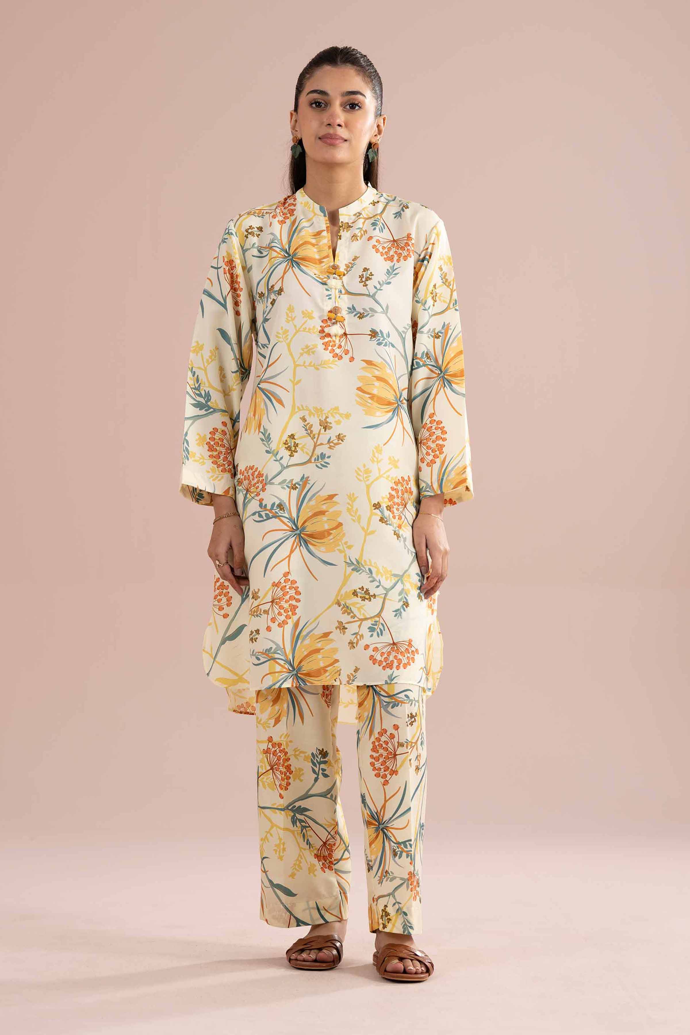 NishatUK - Yellow Printed Lawn 2-piece ready to wear Dress