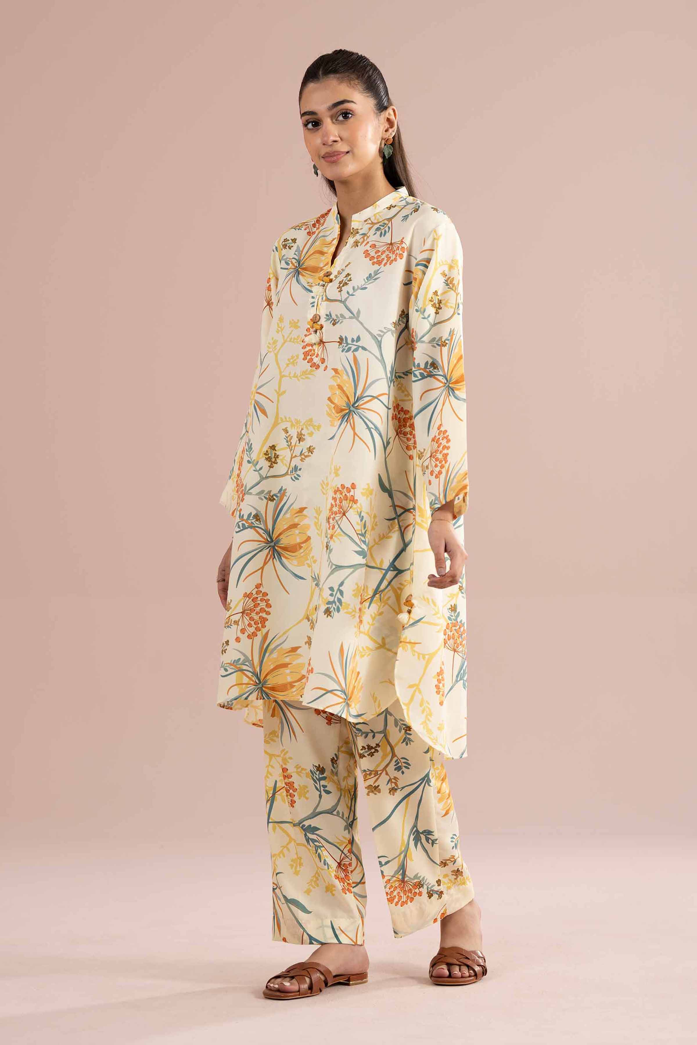 NishatUK - Yellow Printed Lawn 2-piece ready to wear Dress