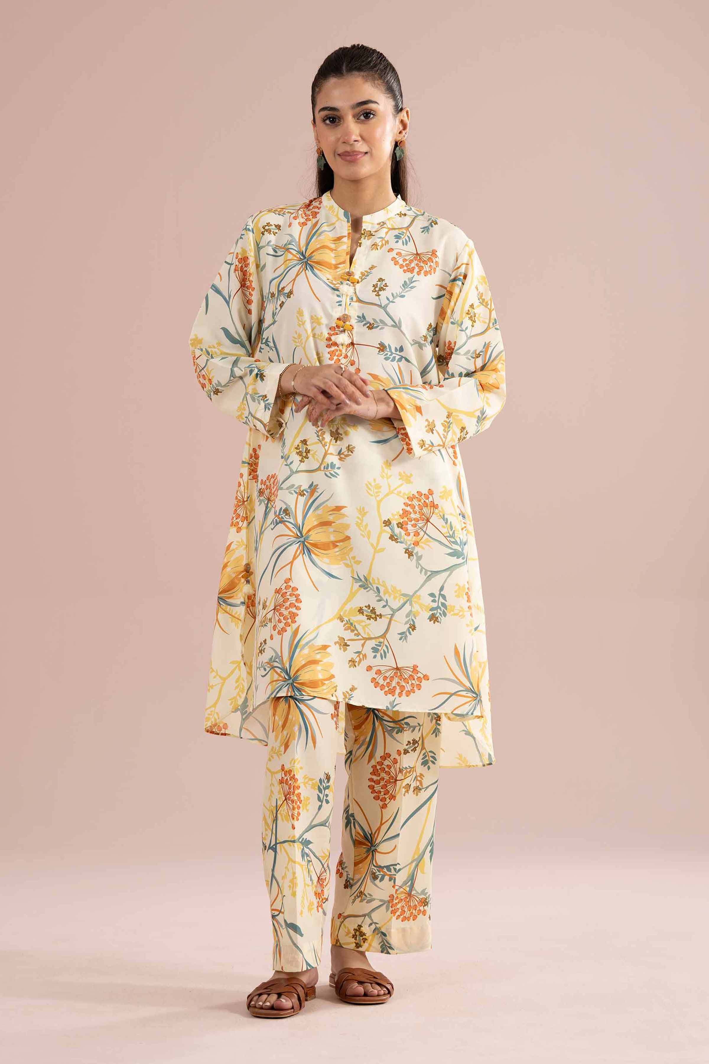 NishatUK - Yellow Printed Lawn 2-piece ready to wear Dress