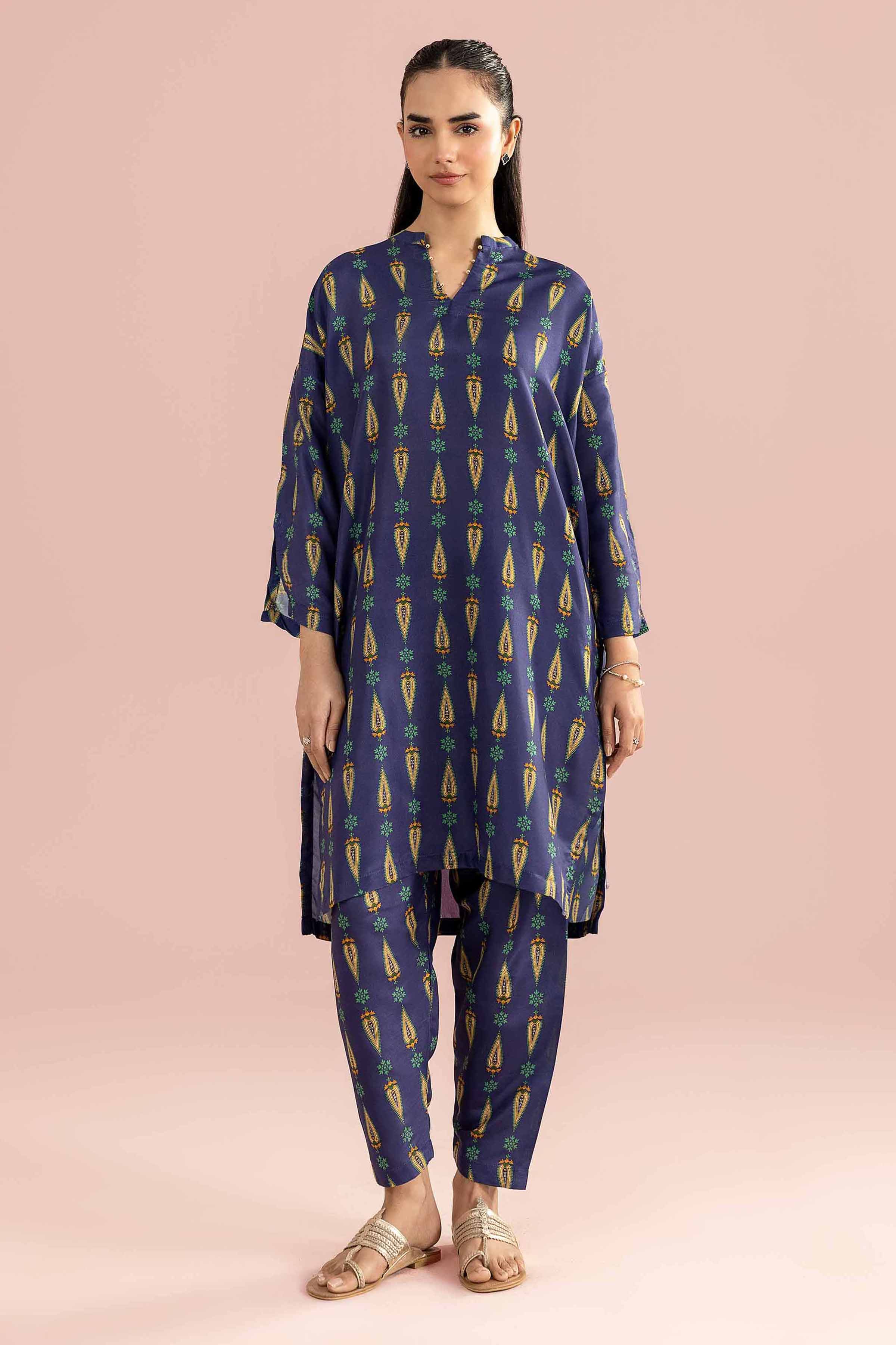 NishatUK - Blue Printed Lawn 2-piece ready to wear Dress