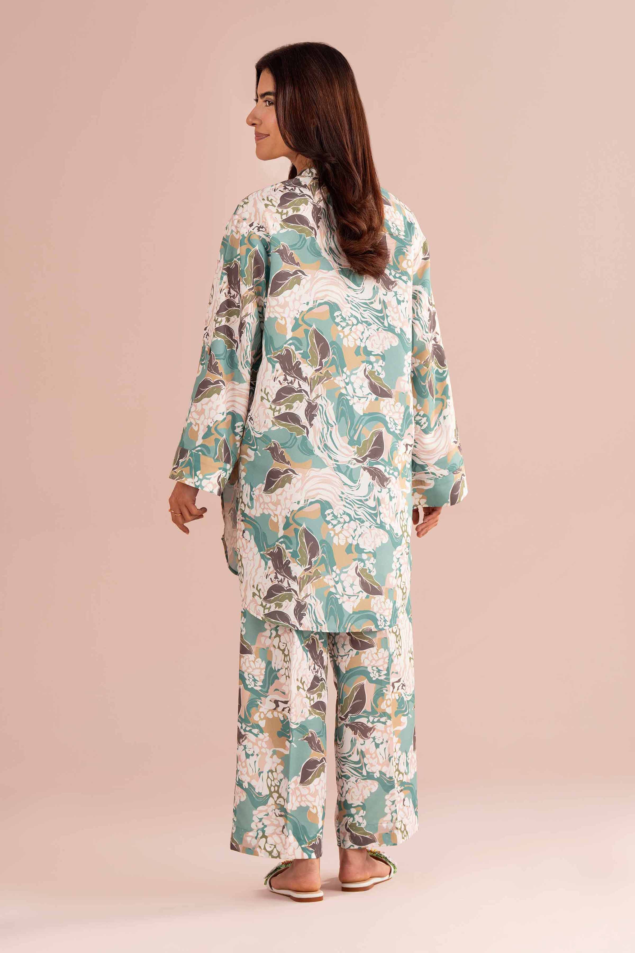 NishatUK - Beige Printed Lawn 2-piece ready to wear Dress