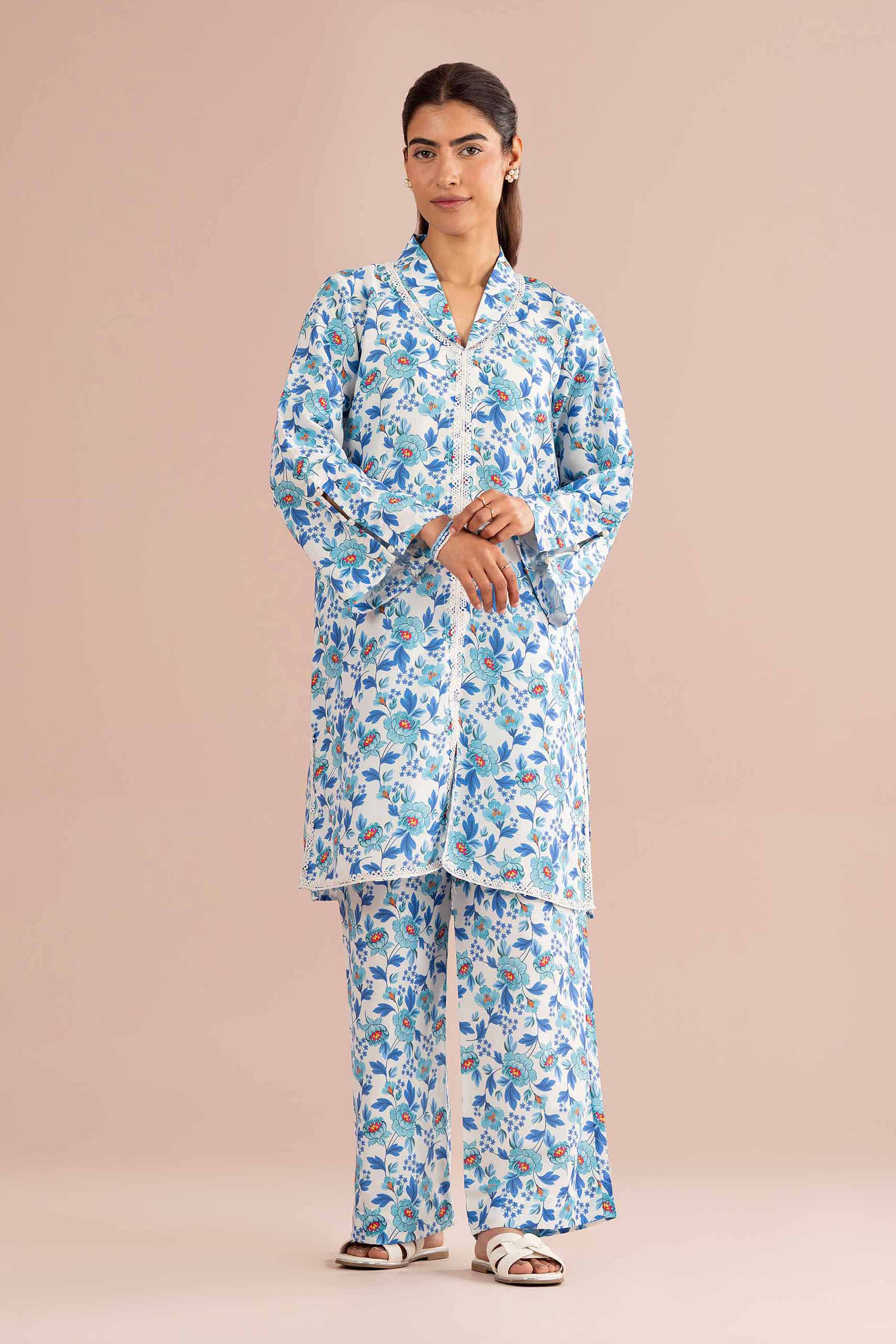 NishatUK - Off White Printed Lawn 2-piece ready to wear Dress