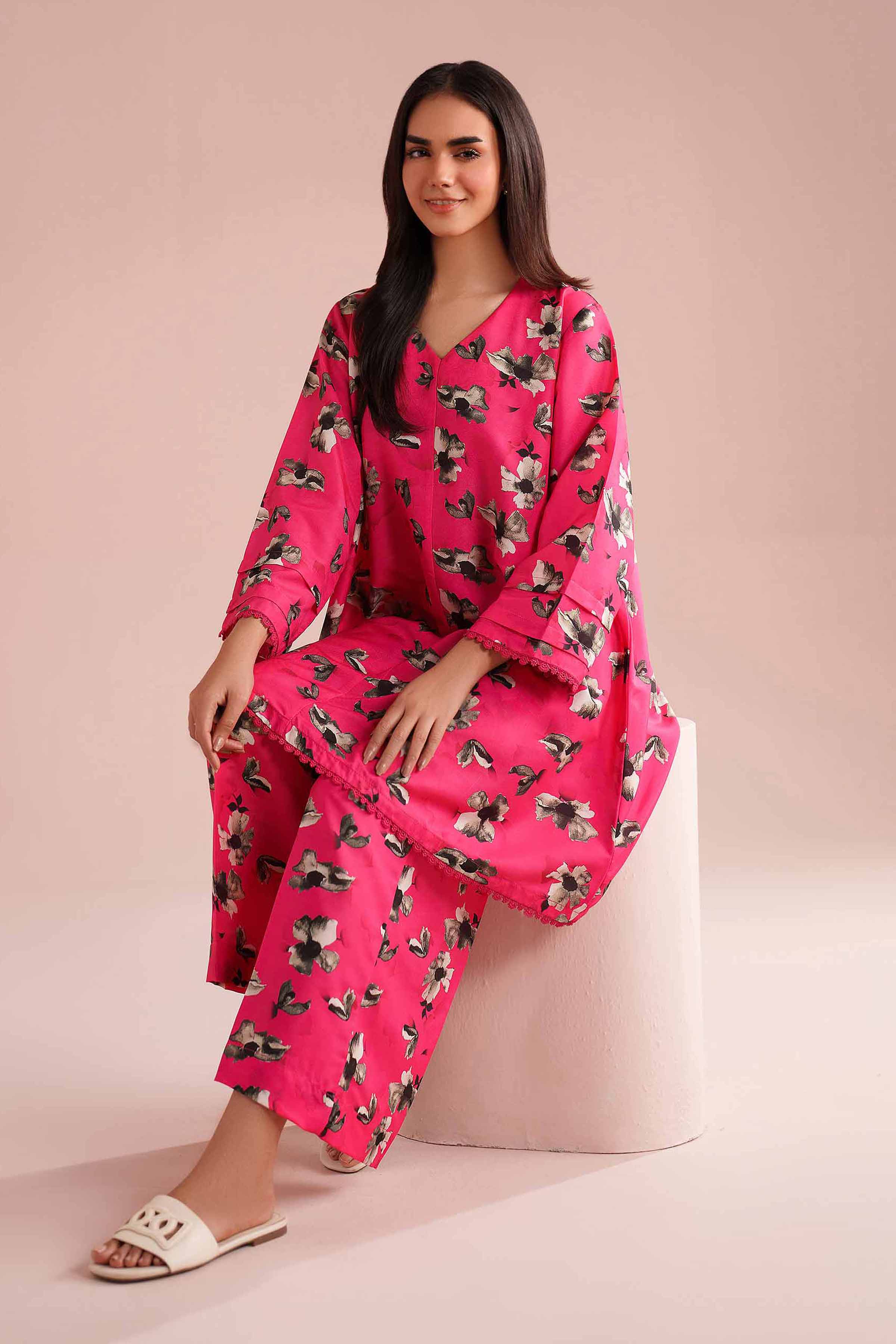 NishatUK - Pink Printed Lawn 2-piece ready to wear Dress