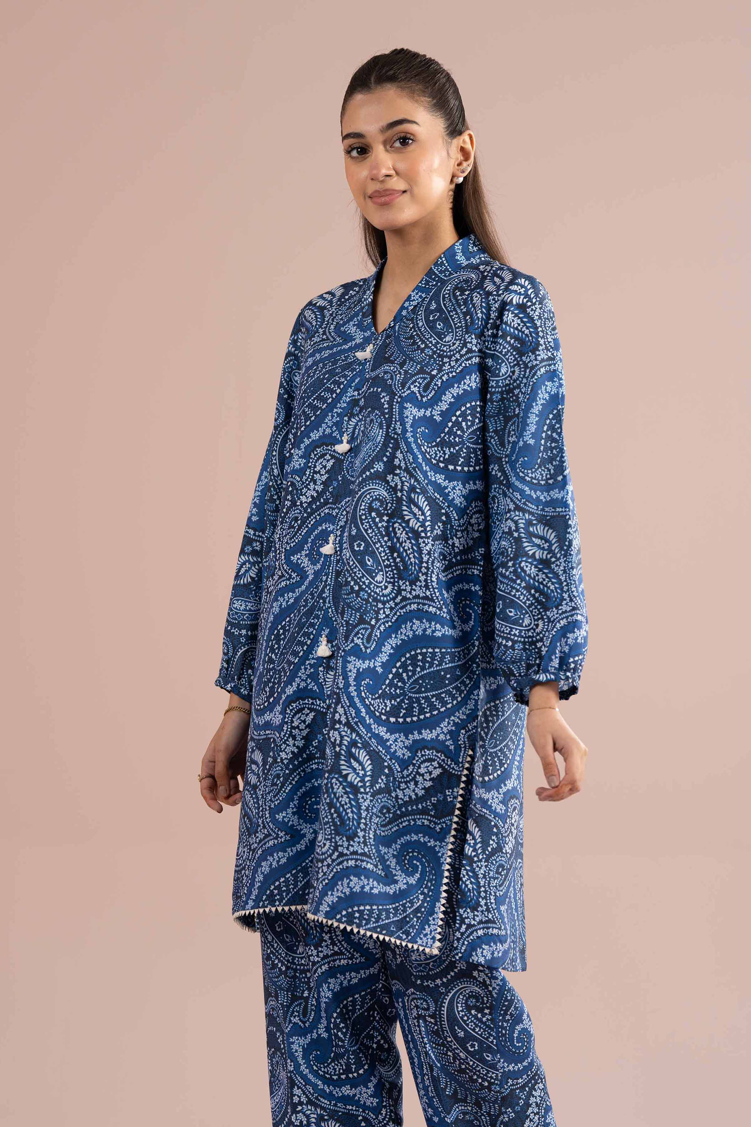 NishatUK - Blue Printed Lawn 2-piece ready to wear Dress