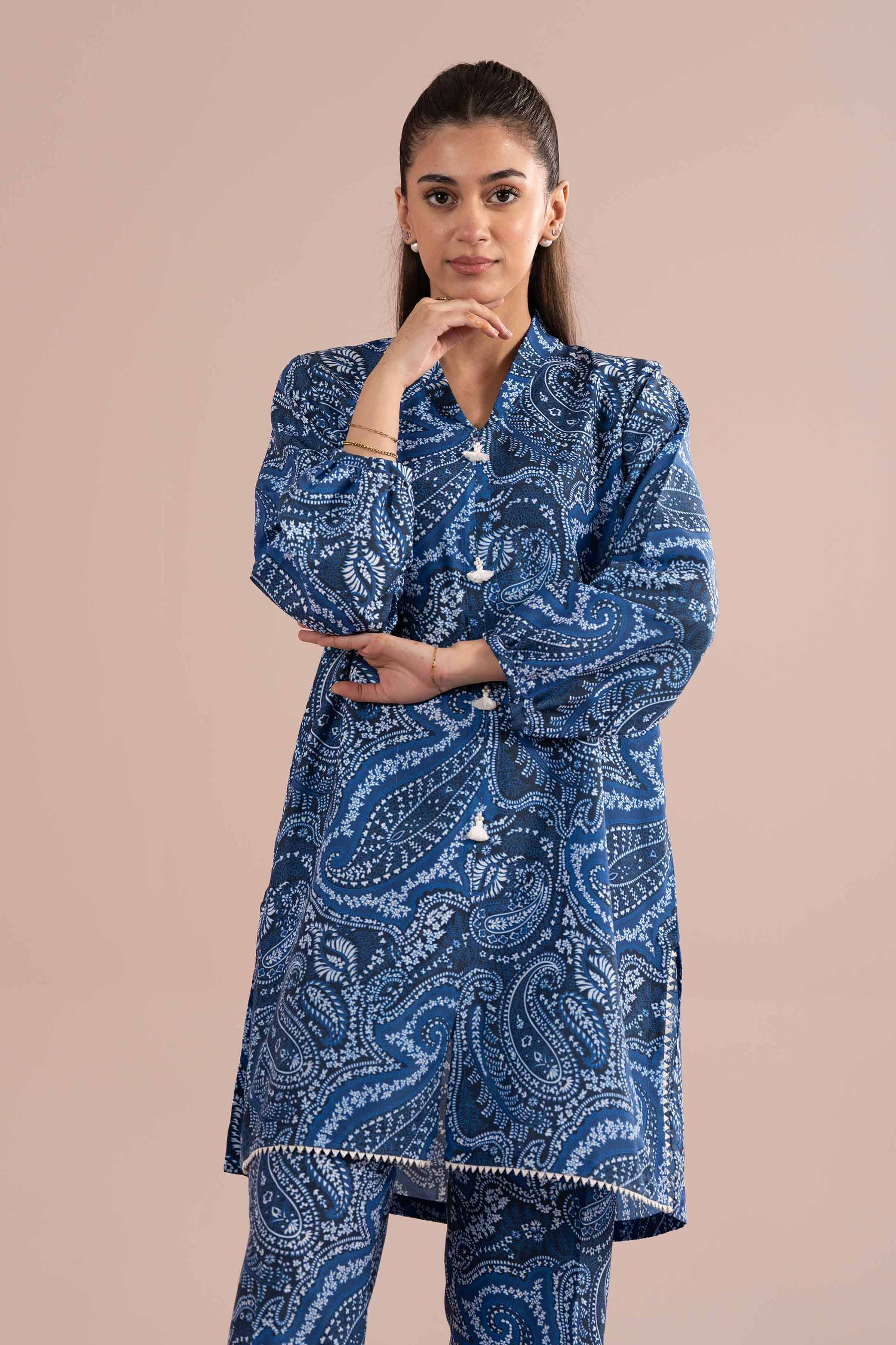 NishatUK - Blue Printed Lawn 2-piece ready to wear Dress