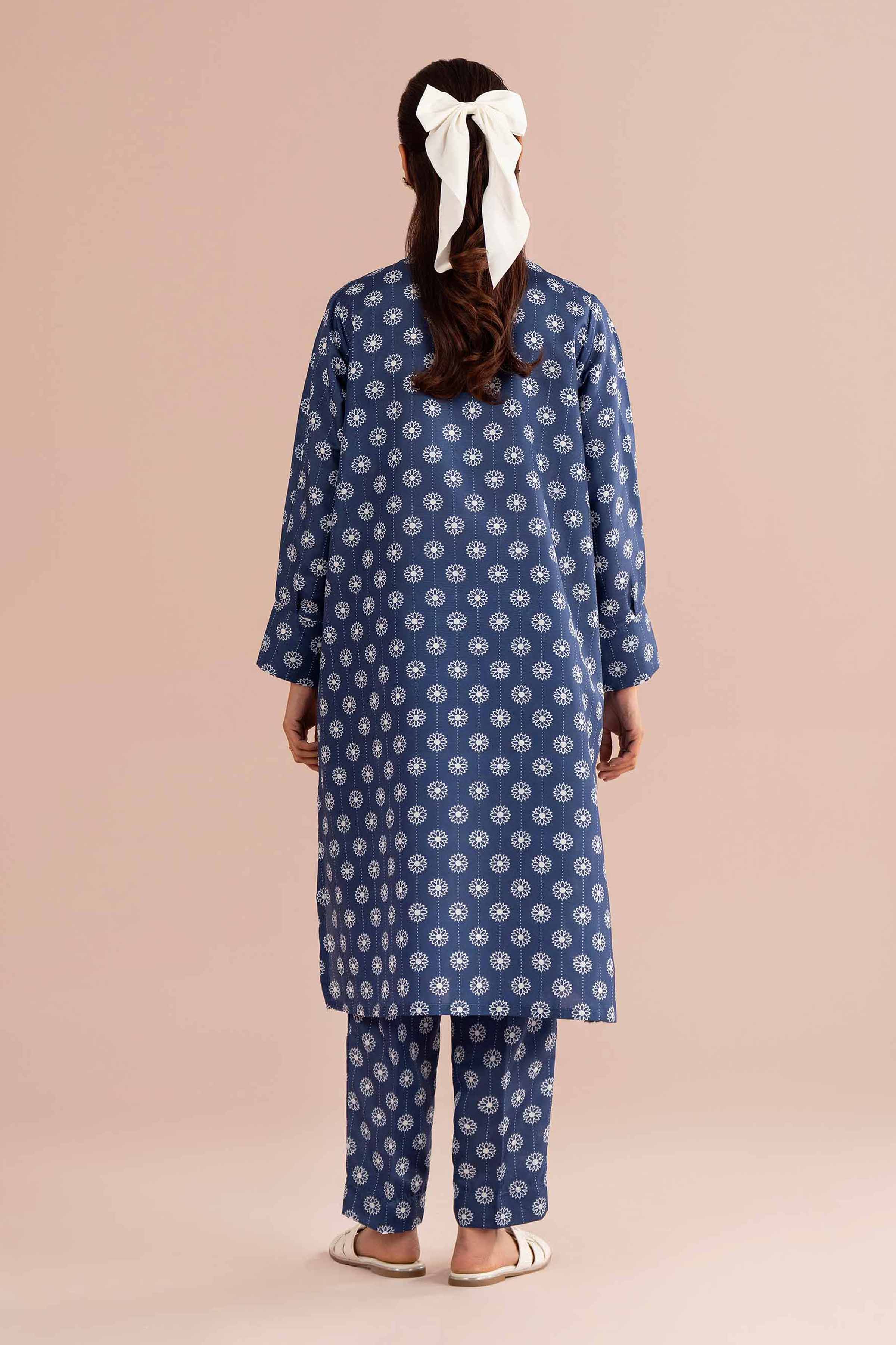 NishatUK - Blue Printed Lawn 2-piece ready to wear Dress