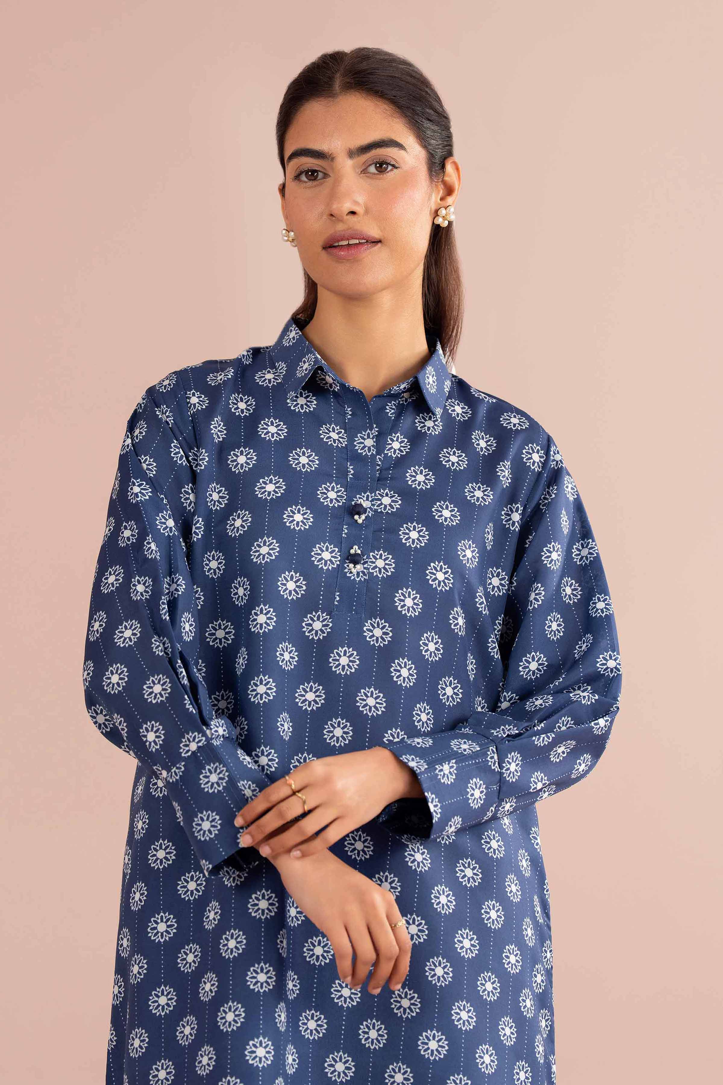 NishatUK - Blue Printed Lawn 2-piece ready to wear Dress