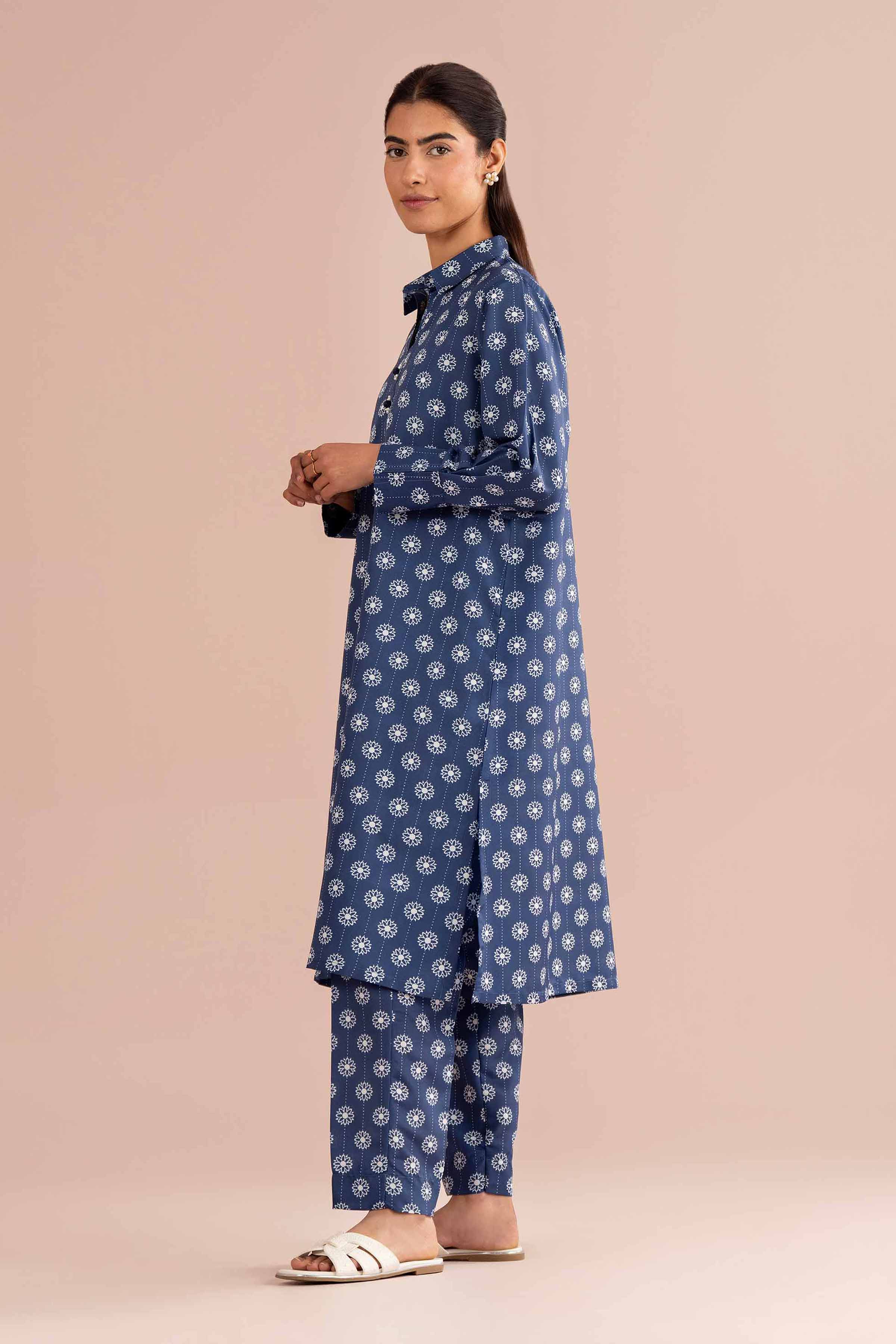 NishatUK - Blue Printed Lawn 2-piece ready to wear Dress