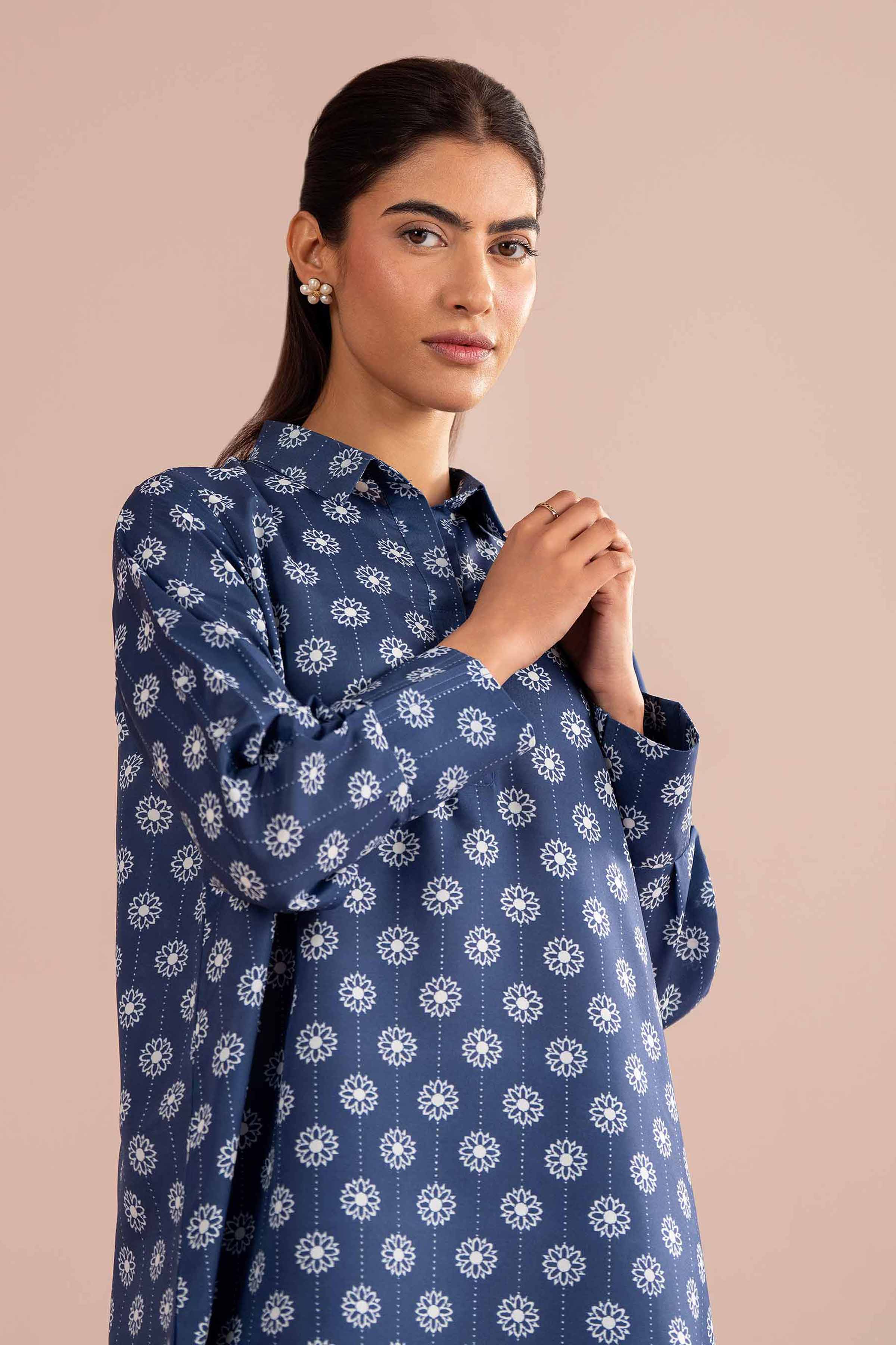 NishatUK - Blue Printed Lawn 2-piece ready to wear Dress