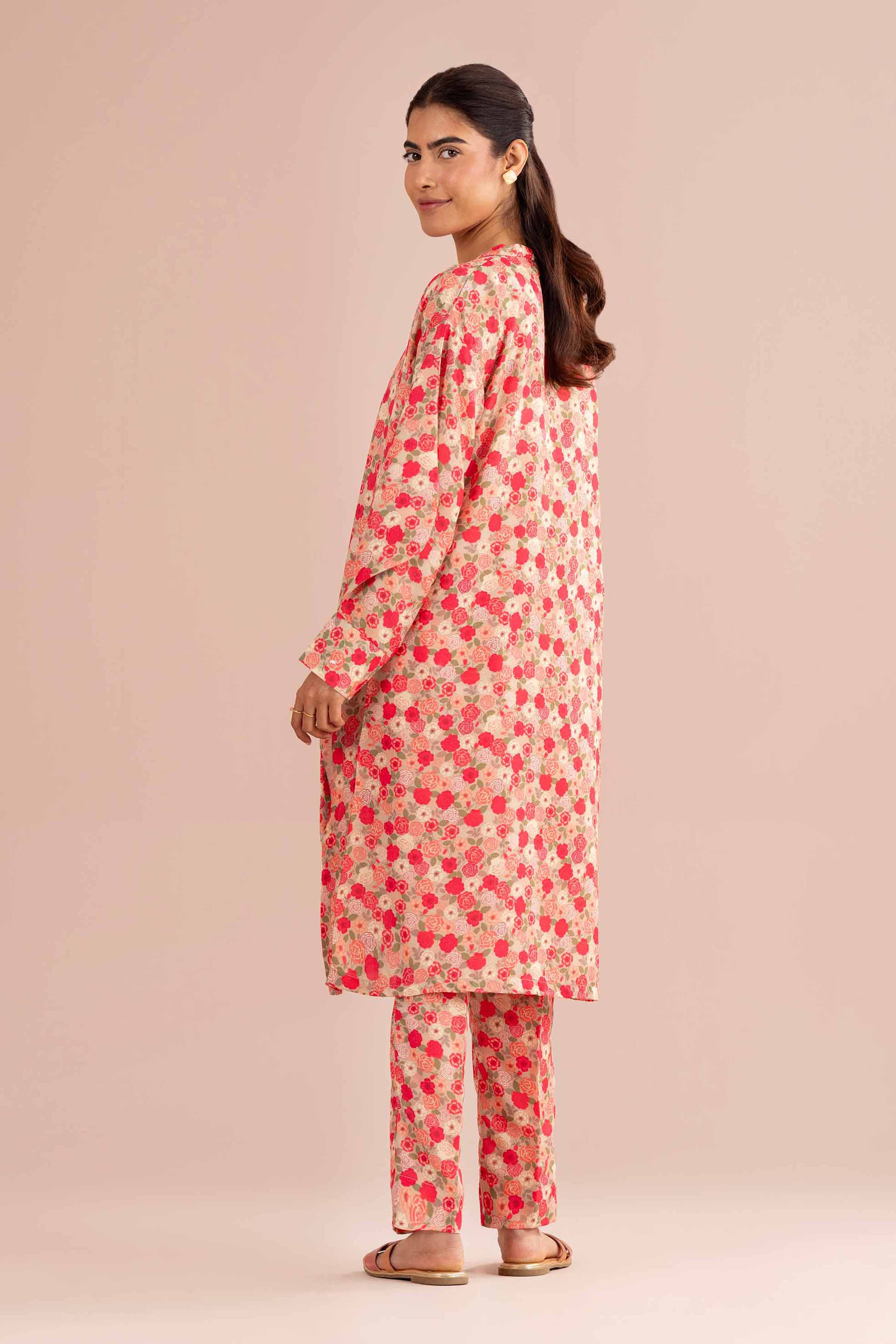 NishatUK - Beige Printed Lawn 2-piece ready to wear Dress