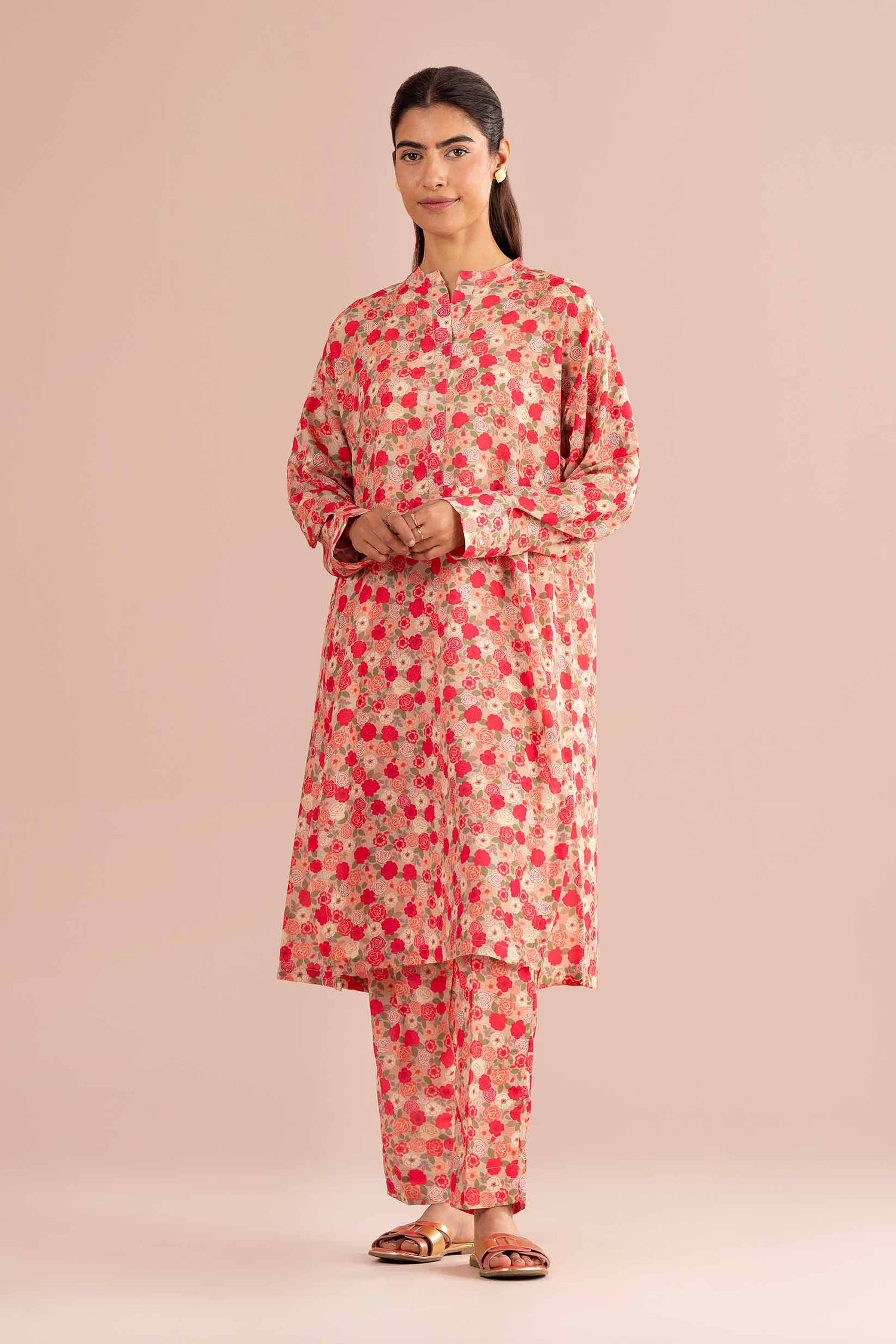 NishatUK - Beige Printed Lawn 2-piece ready to wear Dress